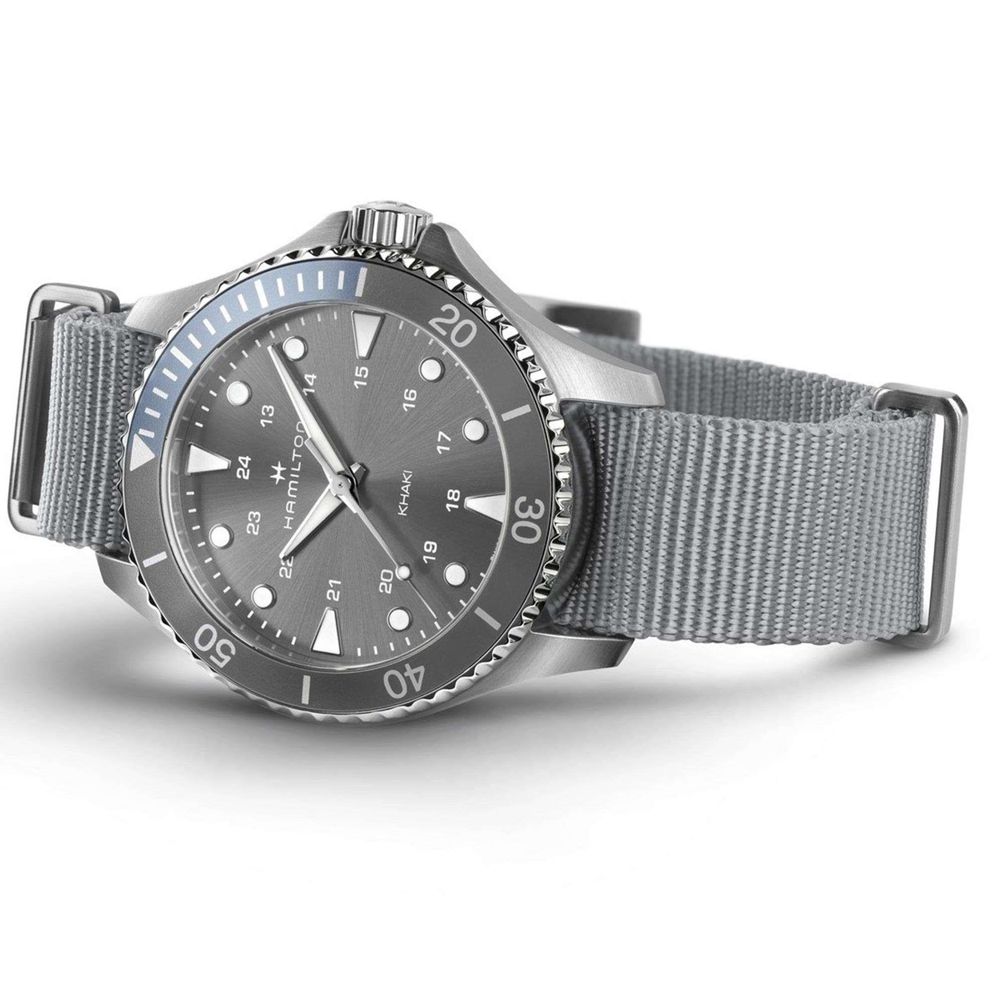 Hamilton Khaki Navy Scuba Quartz Grey Dial NATO Strap Watch H82211981