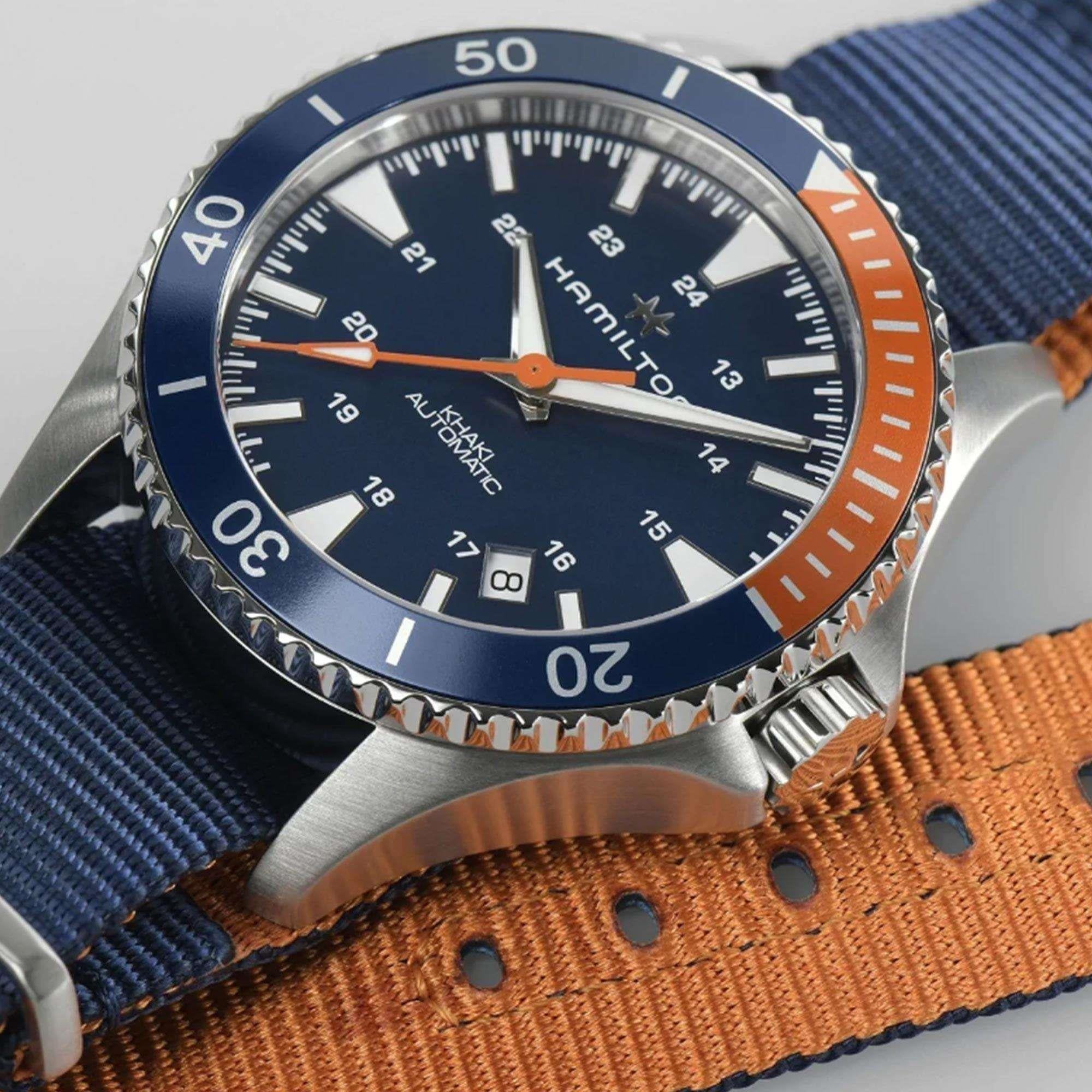 Hamilton Khaki Navy Scuba Automatic Blue Dial Blue NATO Strap Men's Watch H82365941