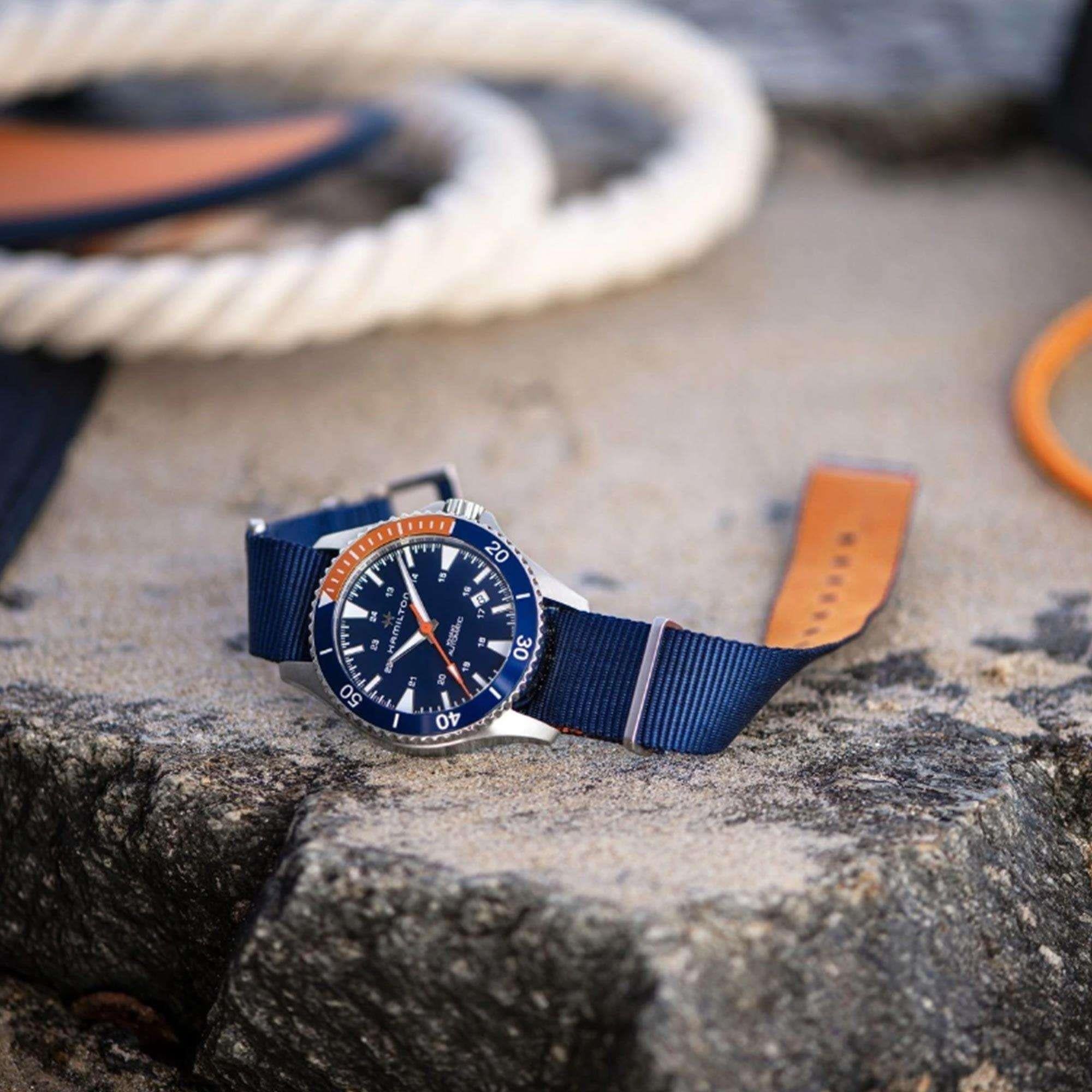Hamilton Khaki Navy Scuba Automatic Blue Dial Blue NATO Strap Men's Watch H82365941