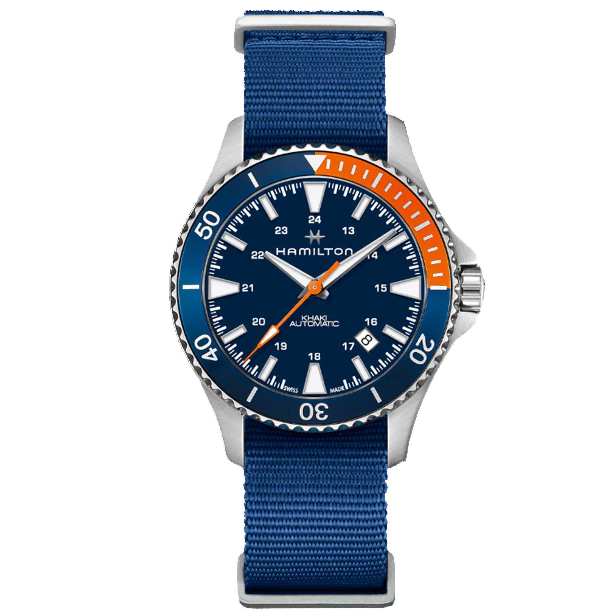 Hamilton Khaki Navy Scuba Automatic Blue Dial Blue NATO Strap Men's Watch H82365941