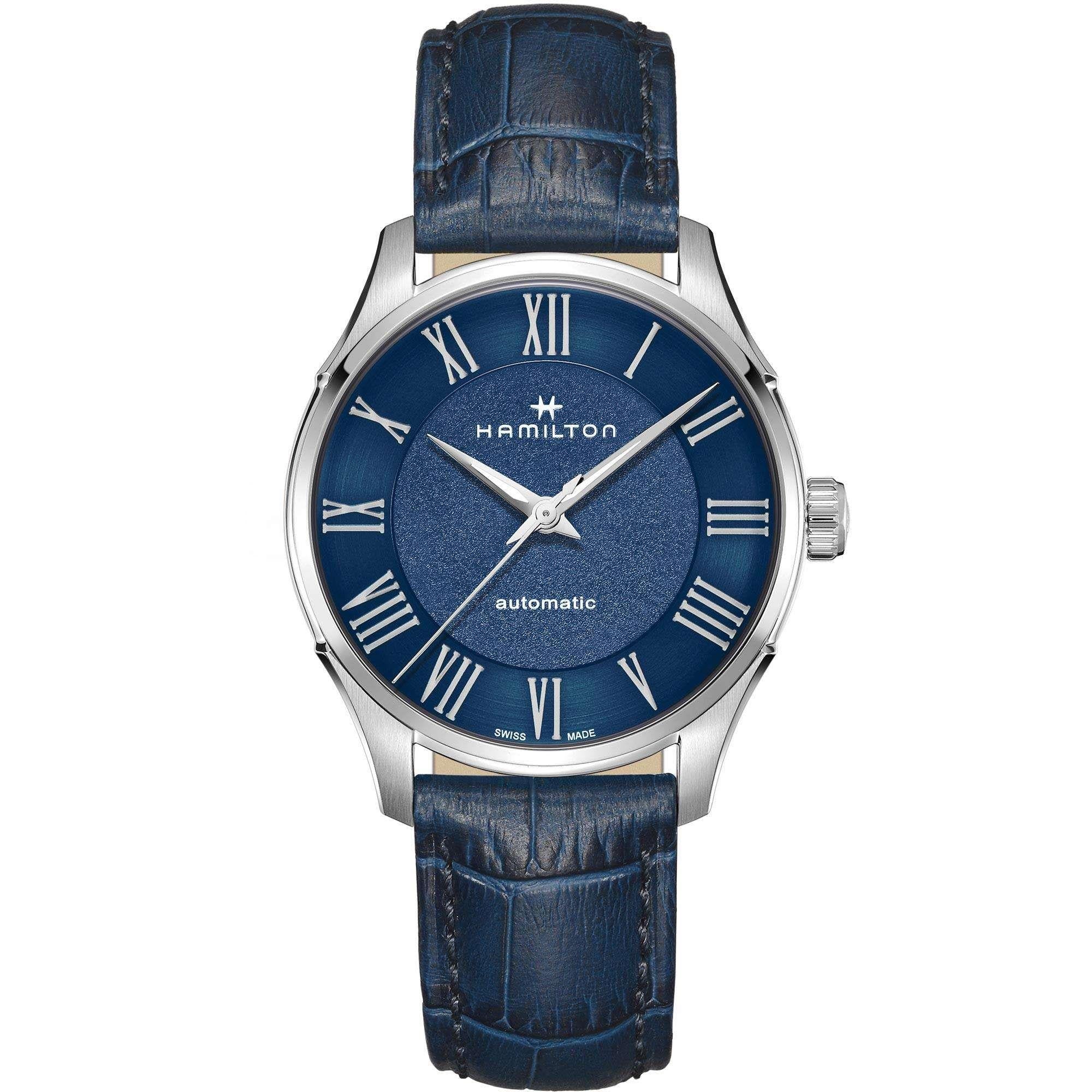 Hamilton Jazzmaster Automatic Blue Dial Blue Leather Strap Men's Watch H42535640