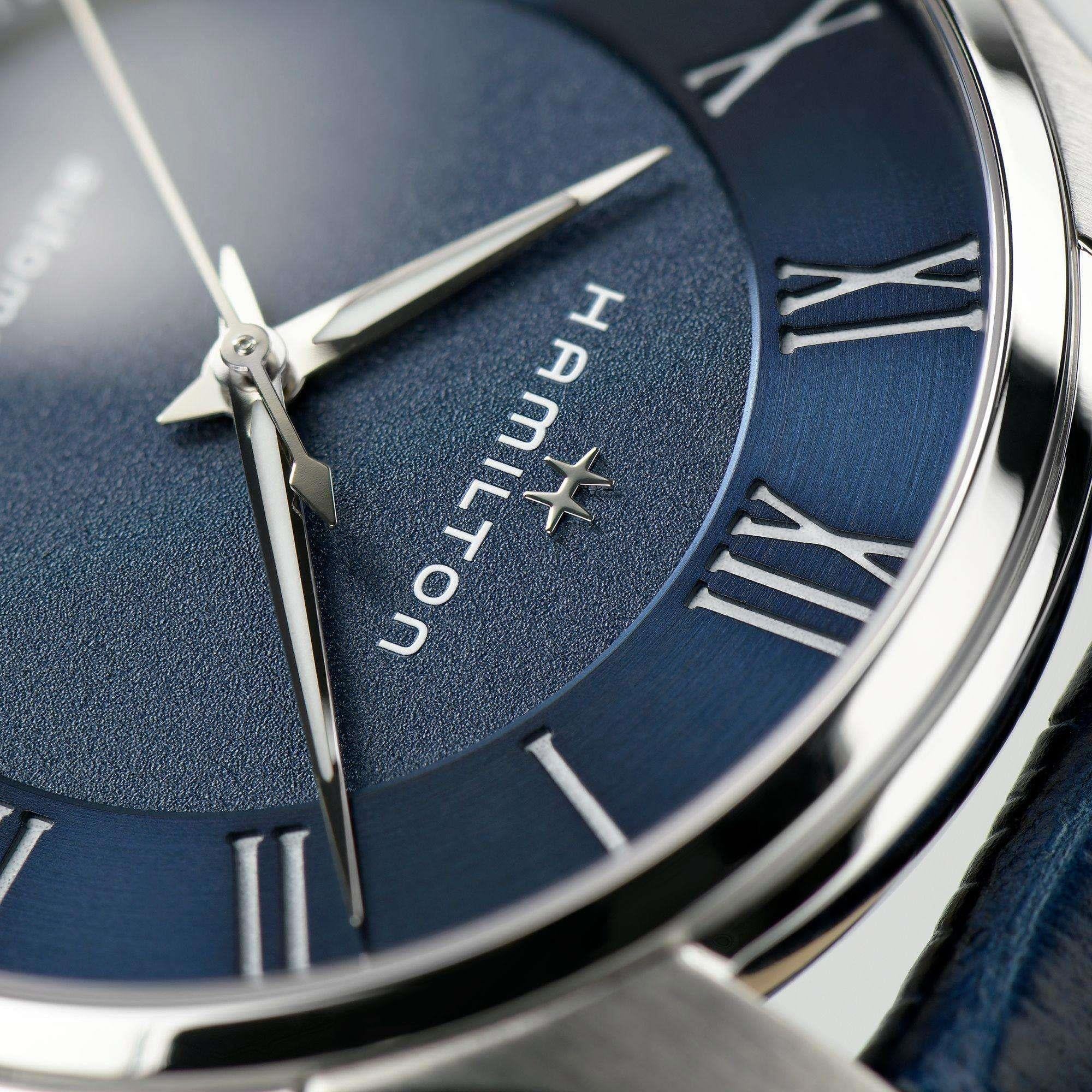 Hamilton Jazzmaster Automatic Blue Dial Blue Leather Strap Men's Watch H42535640