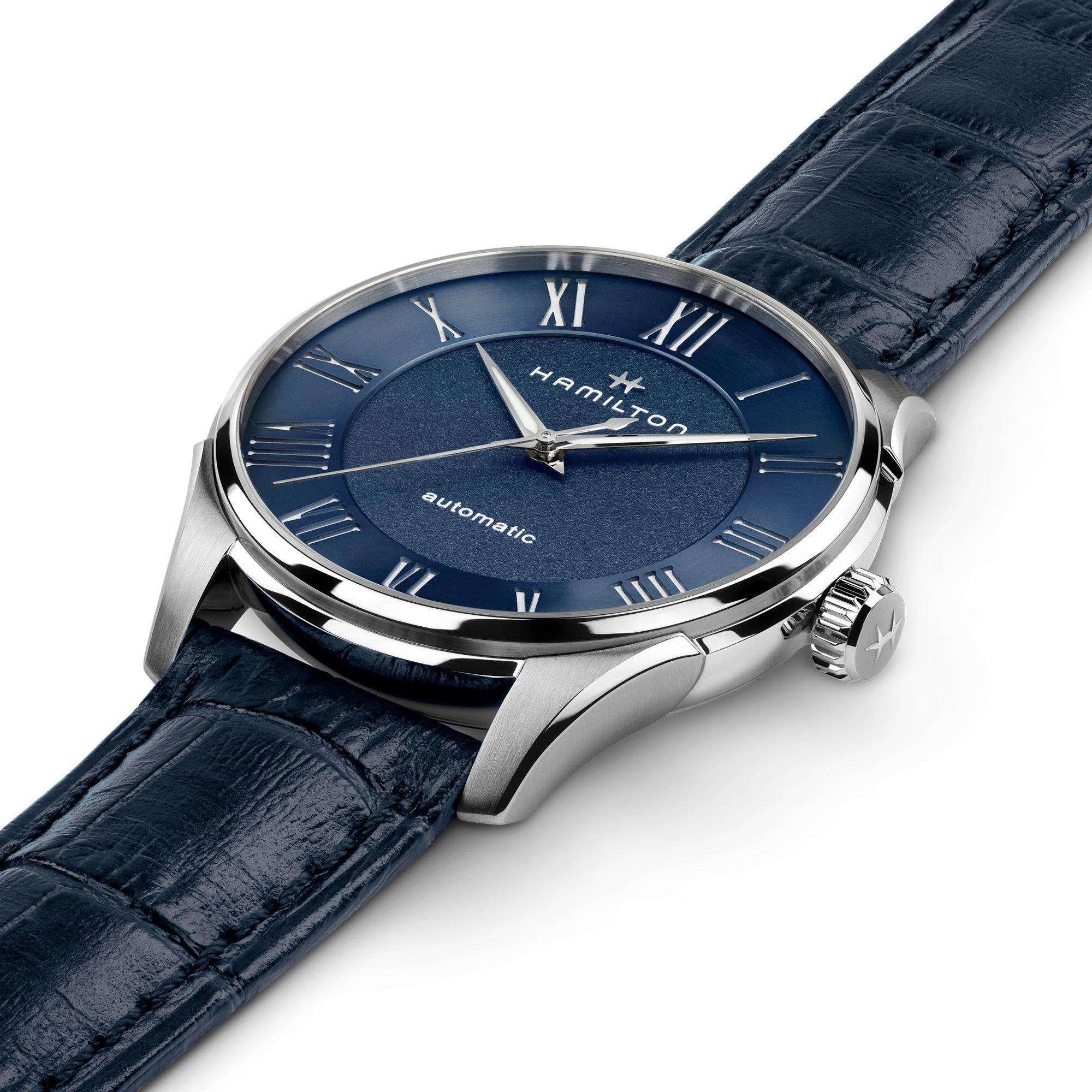 Hamilton Jazzmaster Automatic Blue Dial Blue Leather Strap Men's Watch H42535640