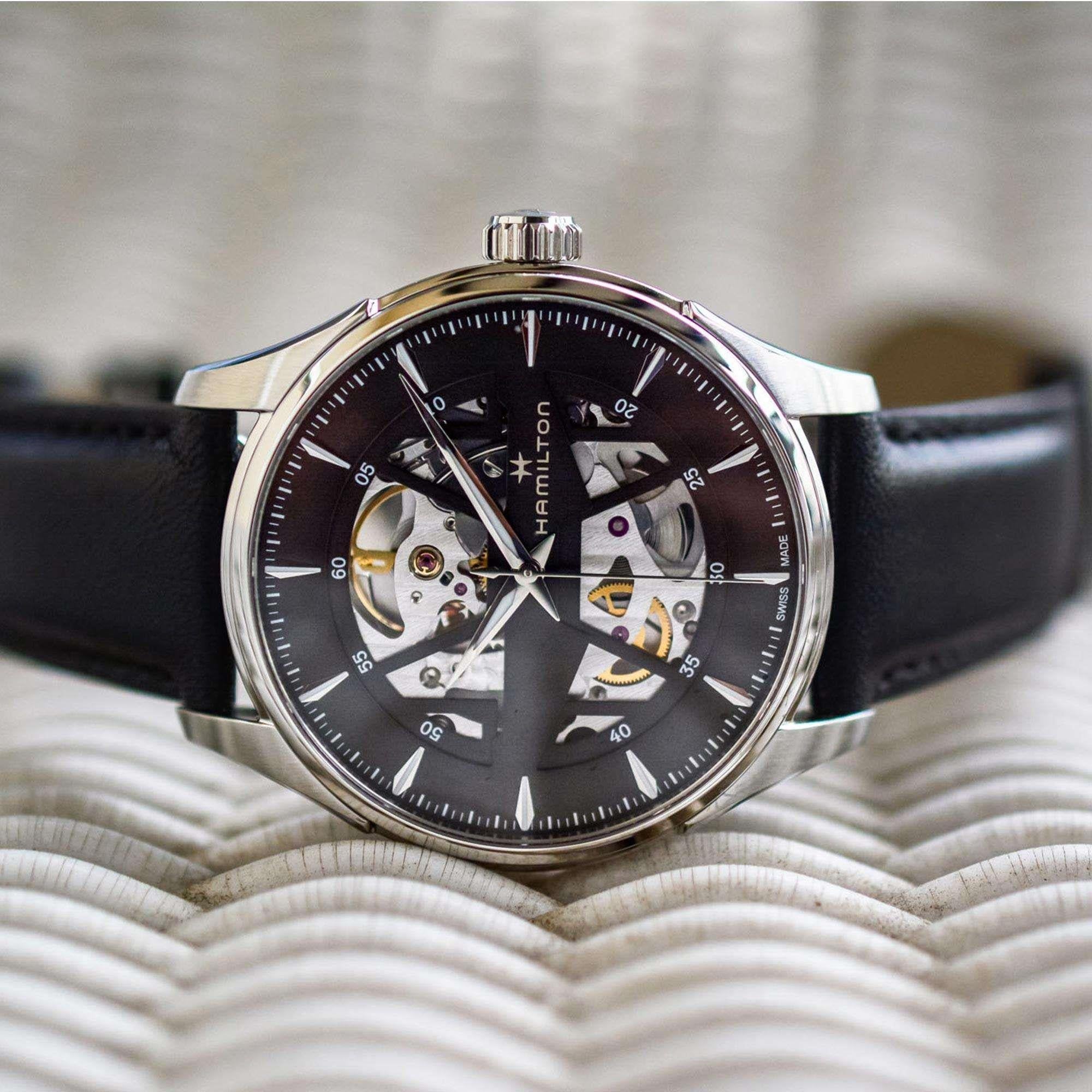 Hamilton Jazzmaster Automatic Black Skeleton Dial Black Leather Strap Men's Watch H42535780