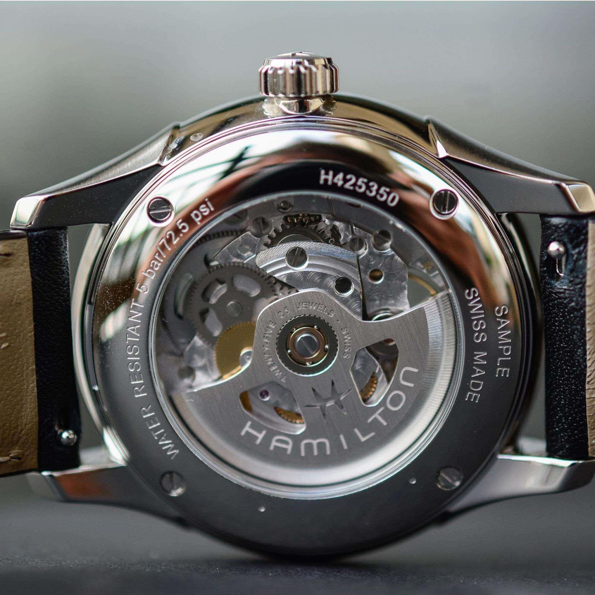 Hamilton Jazzmaster Automatic Black Skeleton Dial Black Leather Strap Men's Watch H42535780