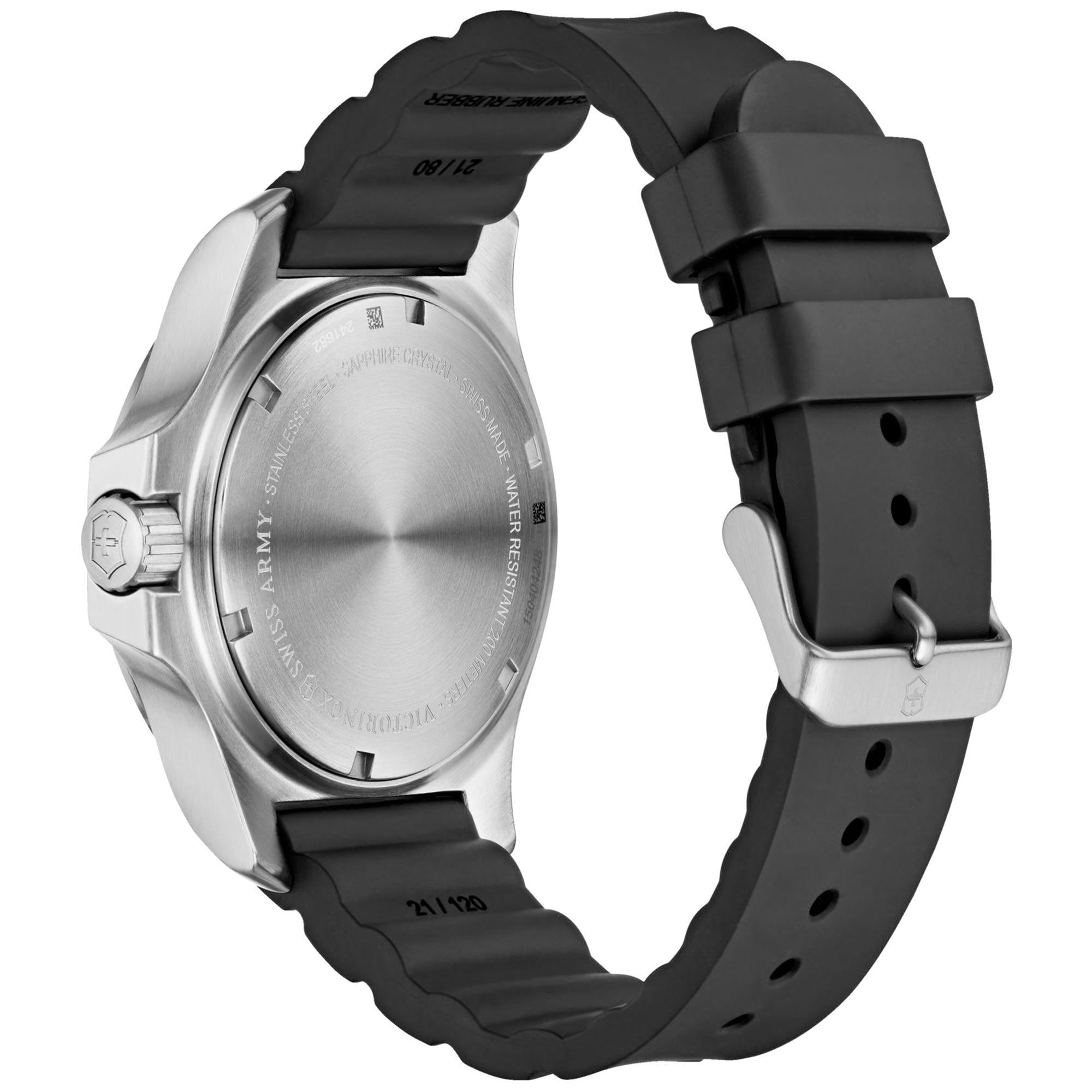 Victorinox Swiss Army I.N.O.X Quartz Black Dial Black Rubber Bracelet Men's Watch 241682.1
