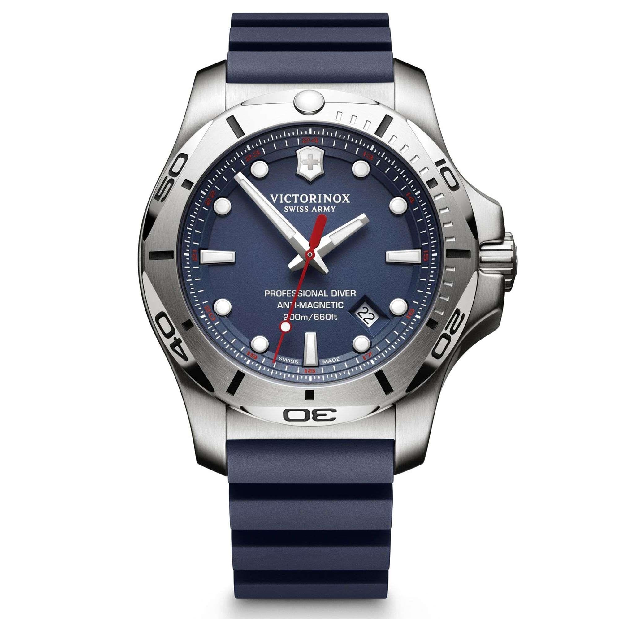 Victorinox Swiss Army I.N.O.X Professional Diver Blue Dial Blue Rubber Bracelet Men's Watch 241734