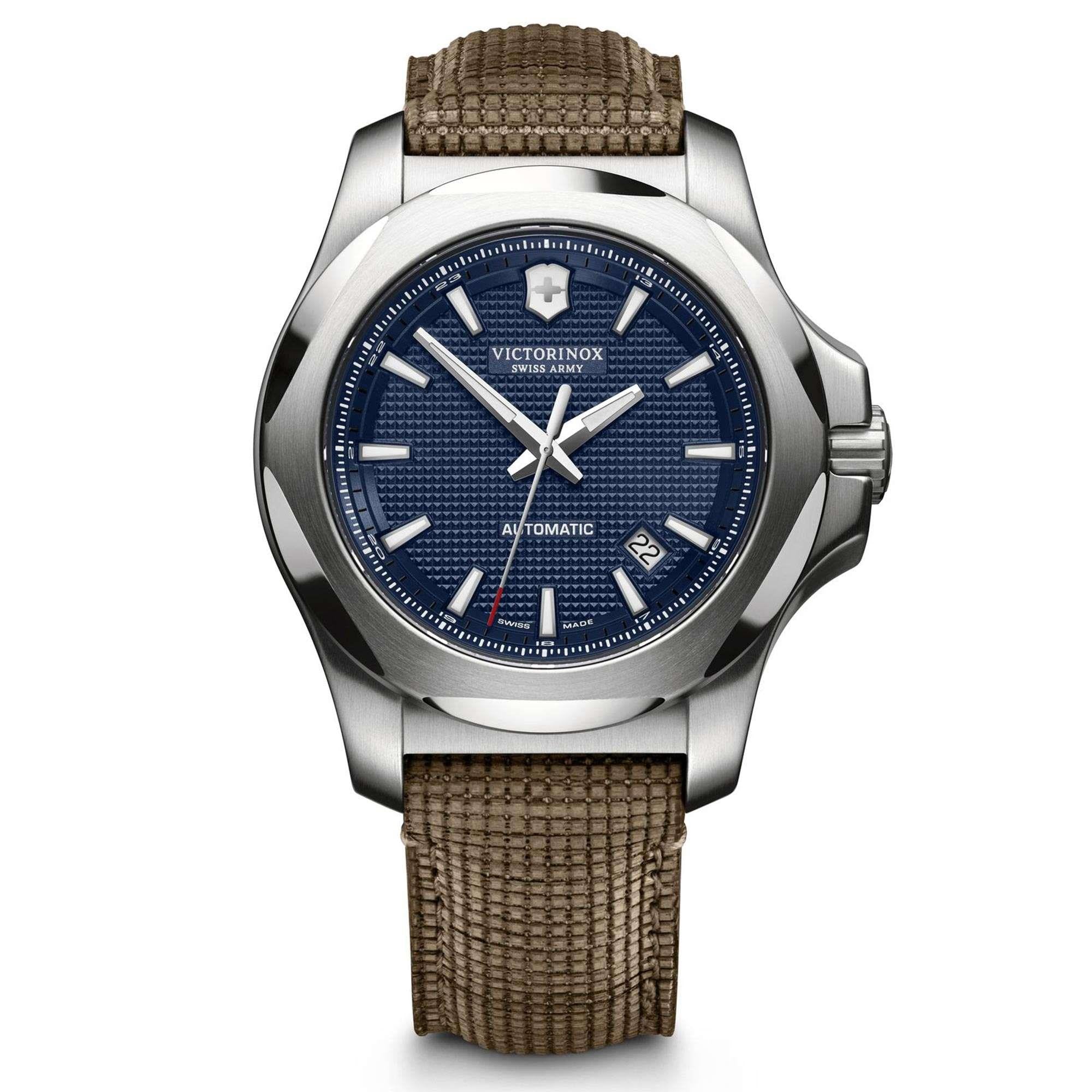 Victorinox Swiss Army I.N.O.X Mechanical Blue Dial Wooden Strap Men's Watch 241834