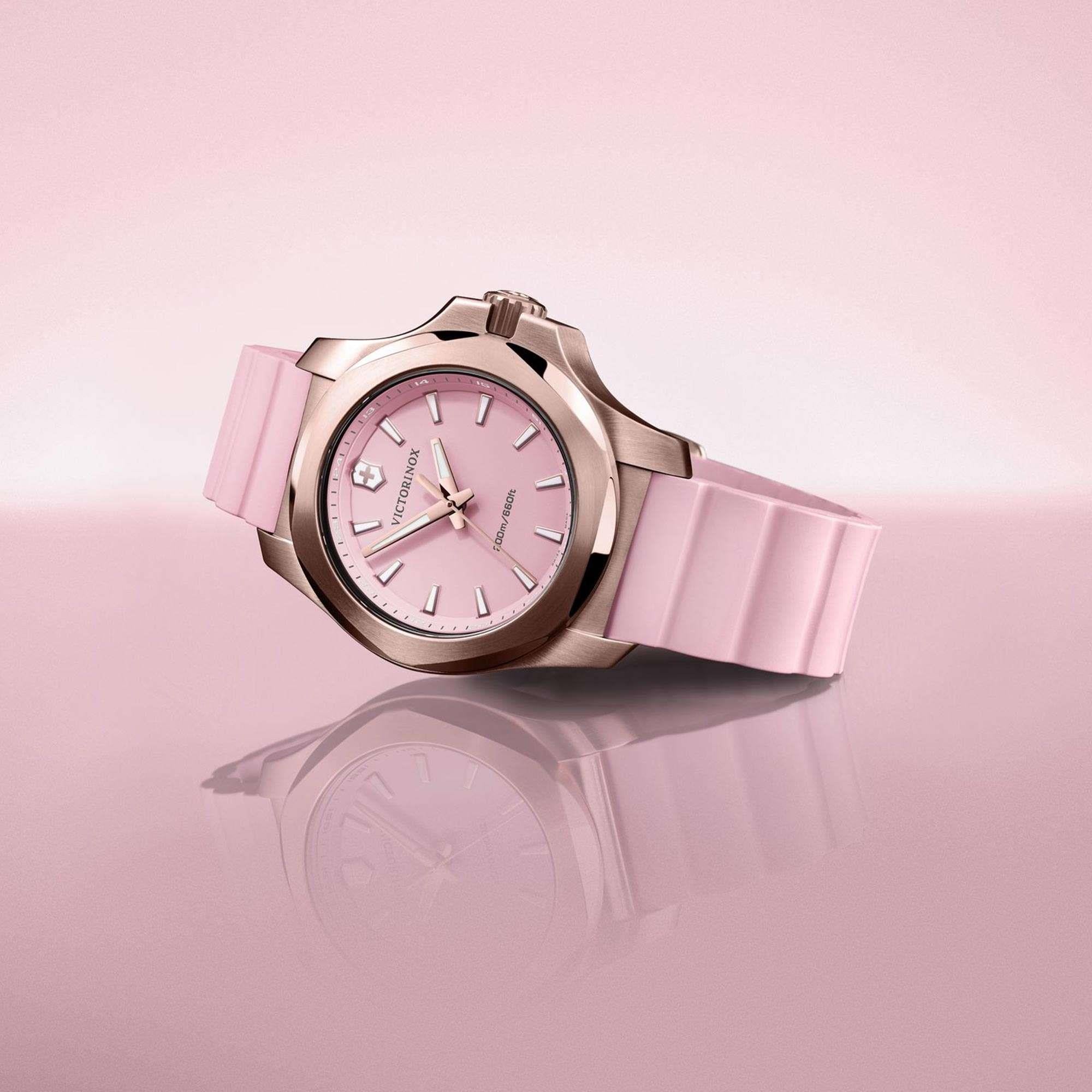 Victorinox Swiss Army I.N.O.X V Pink Dial Pink Rubber Bracelet Men's Watch 241807