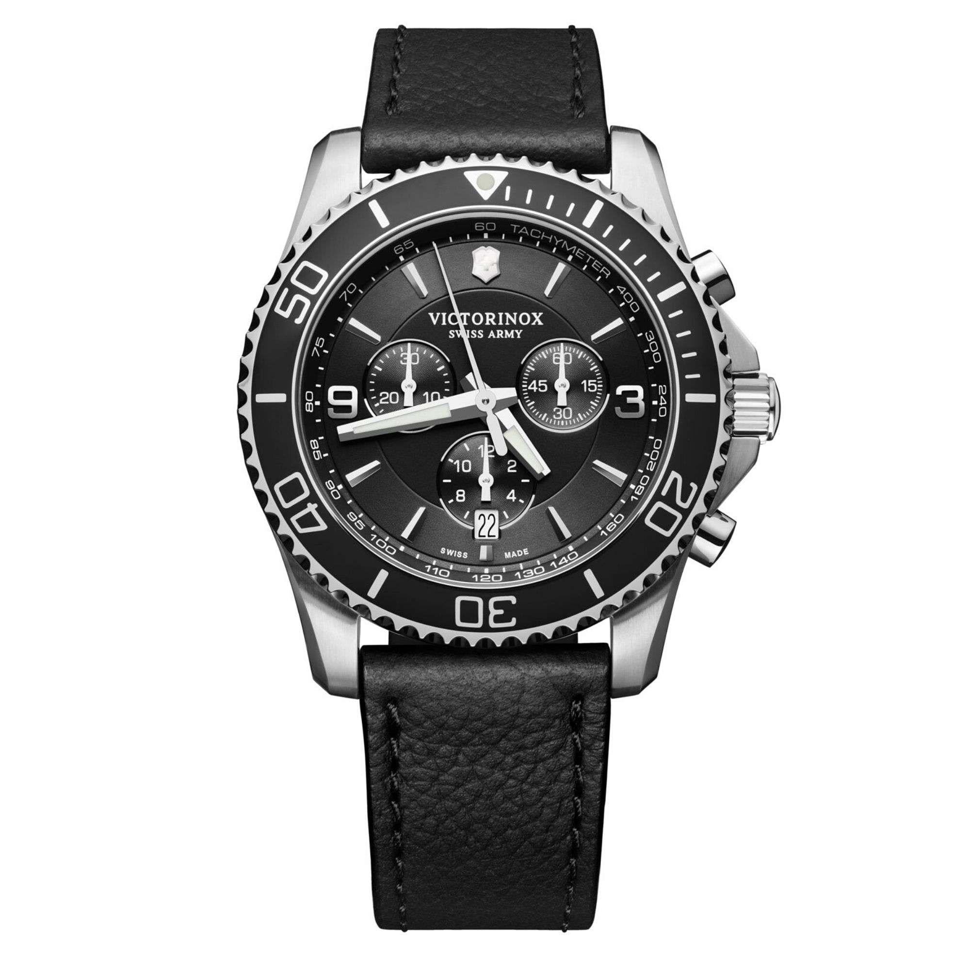 Victorinox Swiss Army Maverick Black Dial Black Leather Strap Men's Watch 241864