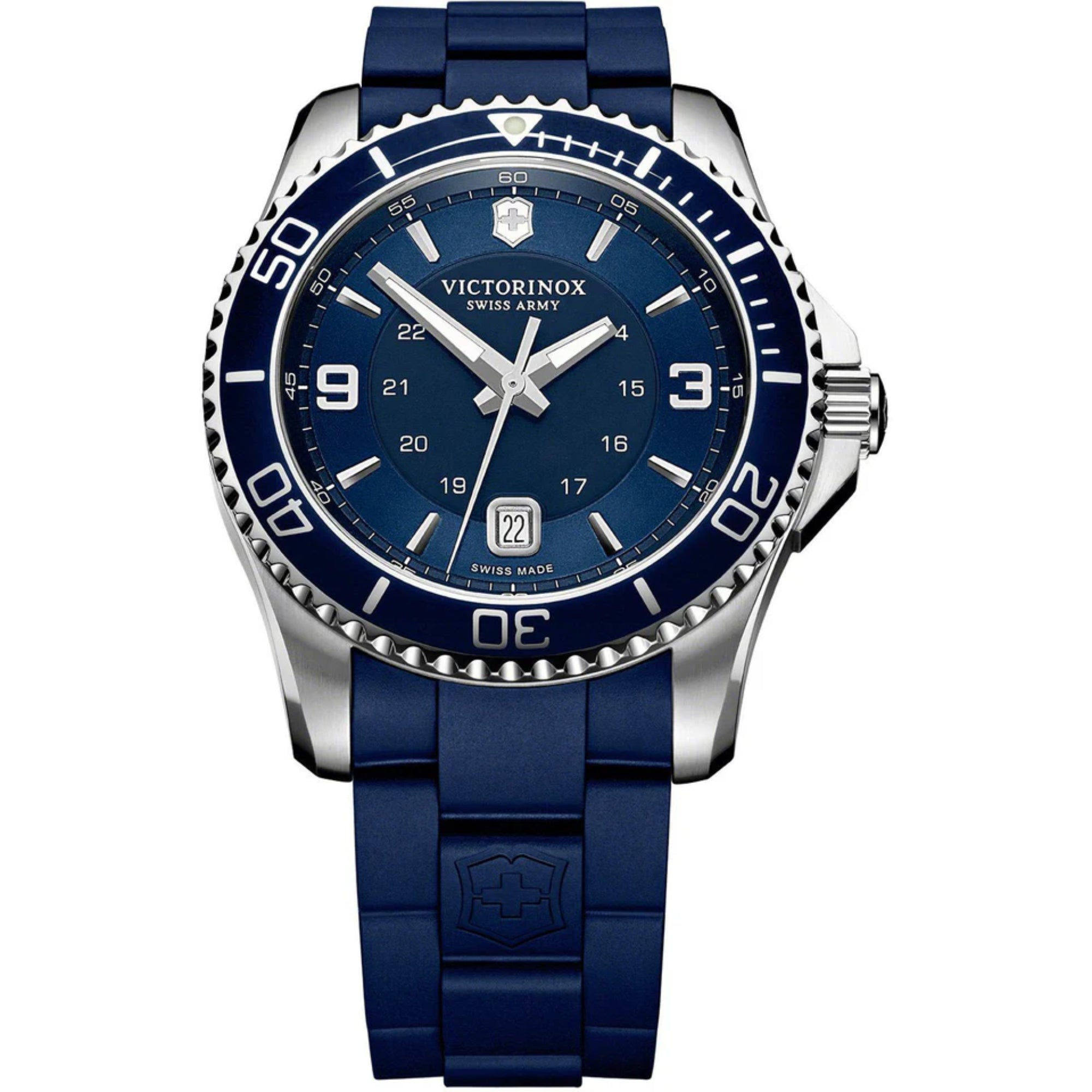 Victorinox Swiss Army Maverick Large Quartz Blue Dial Blue Rubber Strap Men's Watch 241603