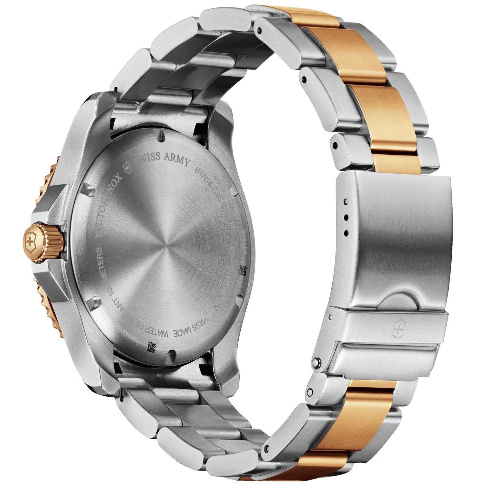 Victorinox Swiss Army Maverick Large Quartz Green Dial Silver Gold Stainless Steel Bracelet Men's Watch 241605