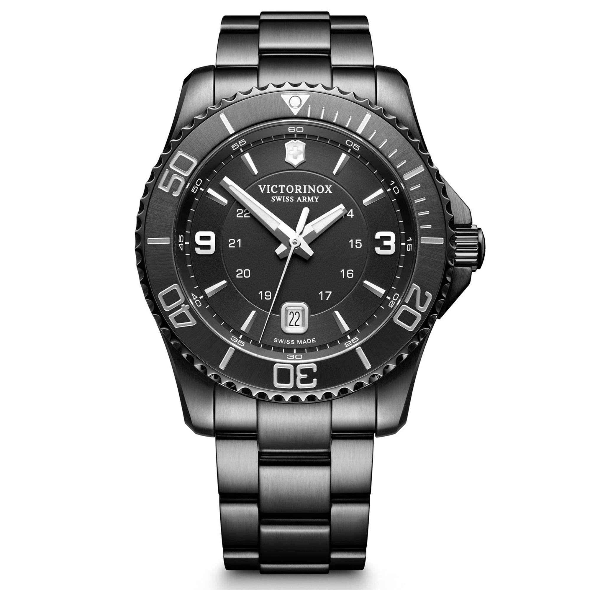 Victorinox Swiss Army Maverick Black Edition Quartz Black Dial Black Stainless Steel Bracelet Men's Watch 241798