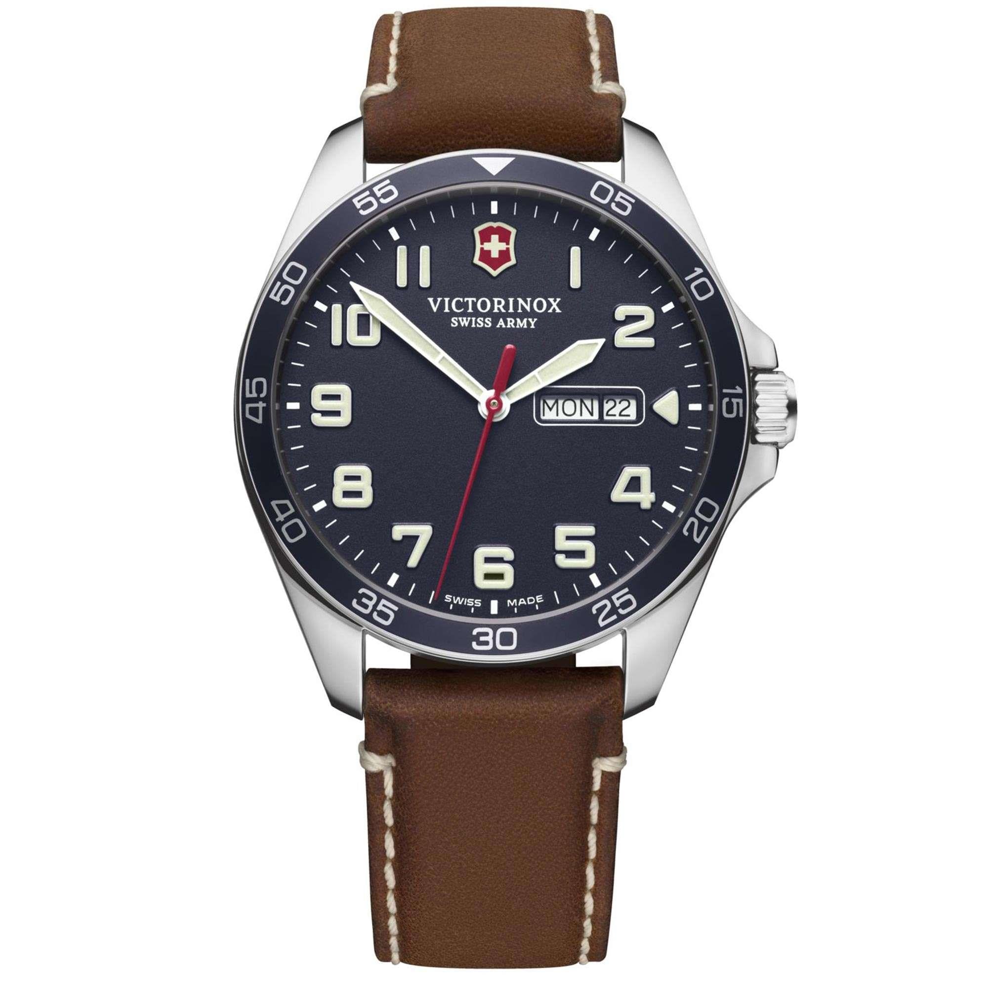 Victorinox Swiss Army Fieldforce Blue Dial Brown Leather Strap Men's Watch 241848