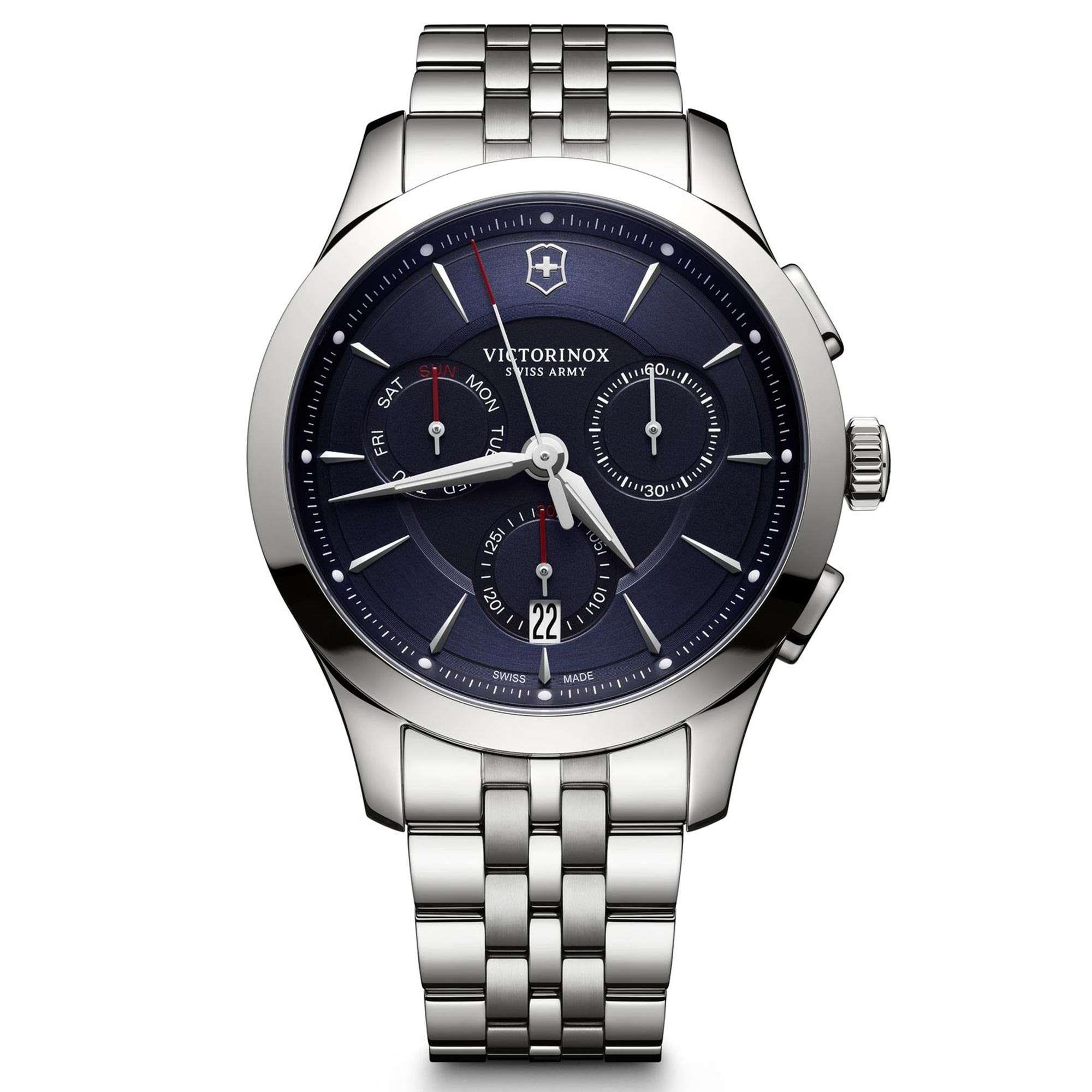 Victorinox Swiss Army Alliance Chronograph Blue Dial Silver Stainless Steel Bracelet Men's Watch 241746