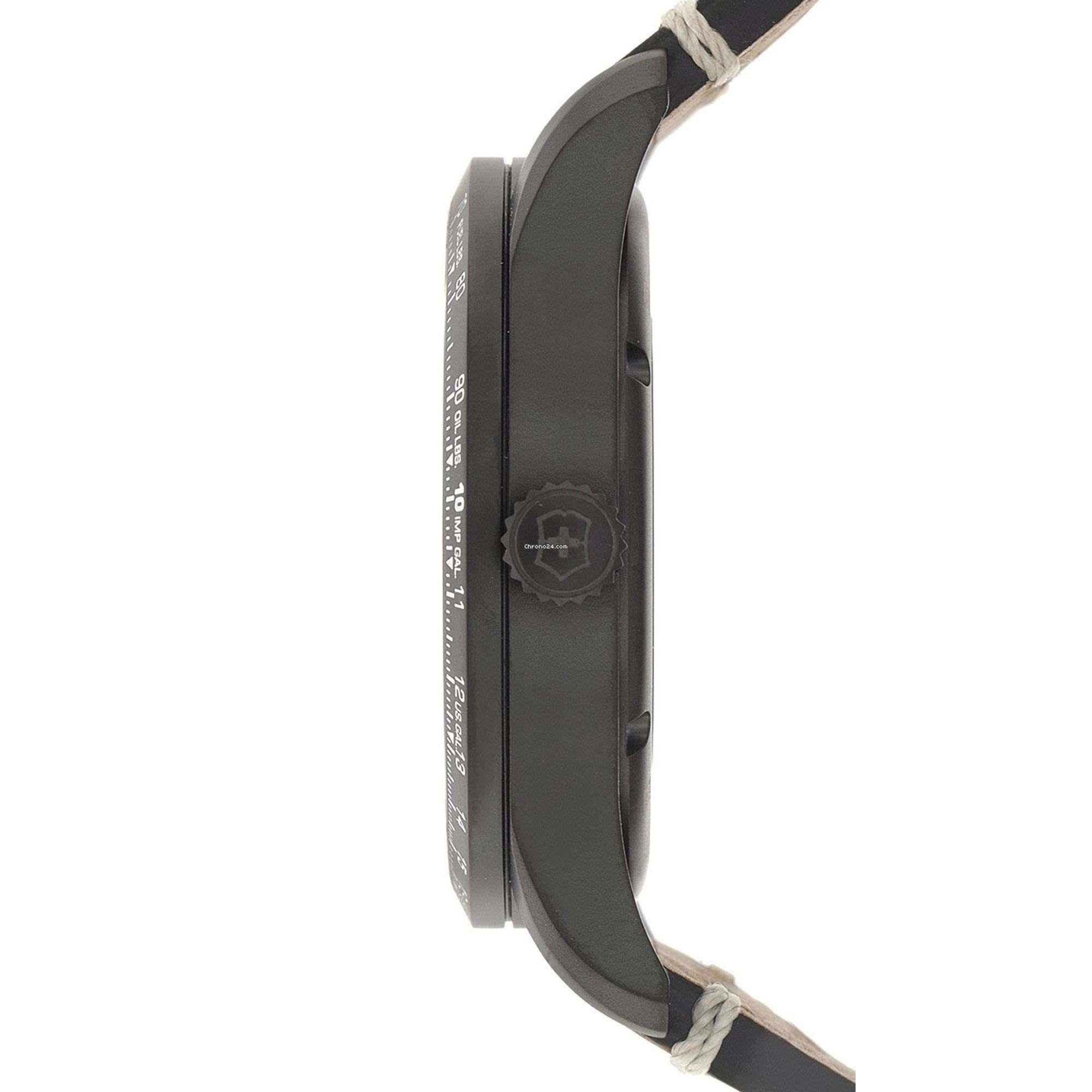 Victorinox Swiss Army Airboss Mechanical Black Dial Brown Leather Strap Men's Watch 241821