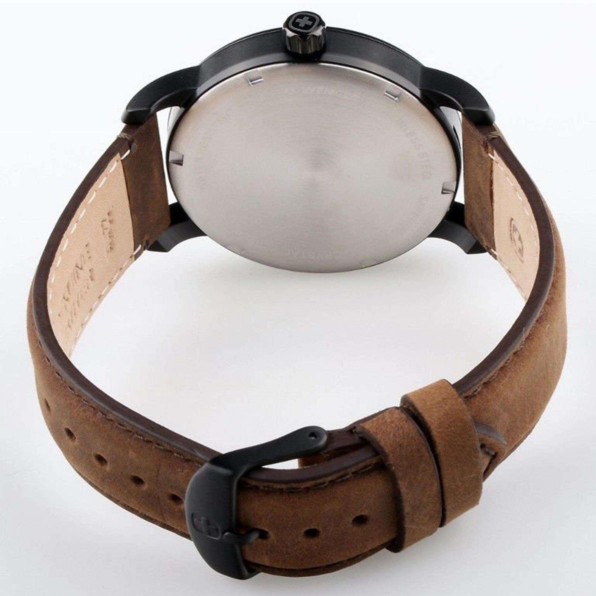 Wenger Urban Metropolitan Quartz Black Dial Brown Leather Strap Men's Watch 01.1741.134