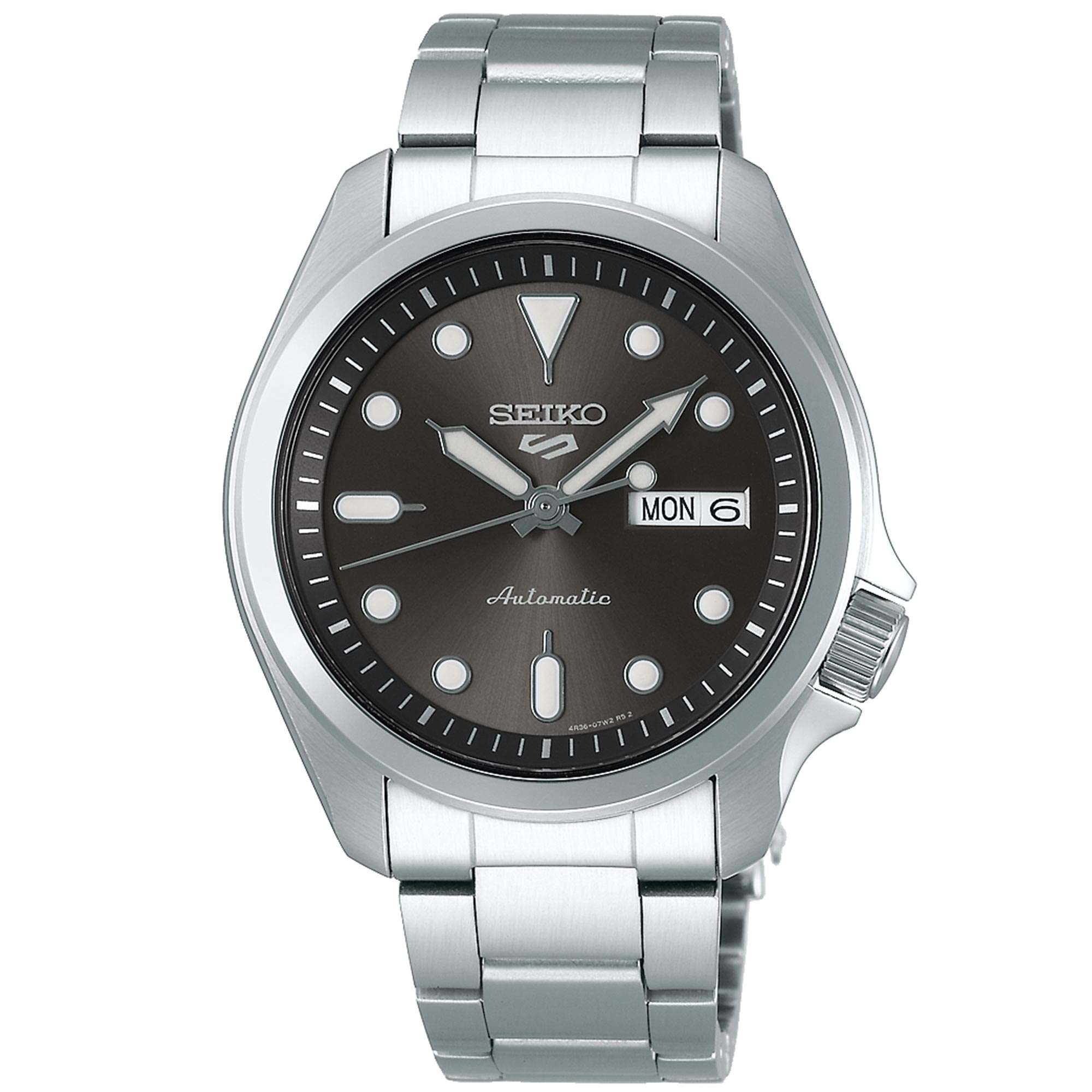 Seiko 5 Sports Solid Boy Automatic Grey Dial Silver Steel Men's Watch SRPE51K1