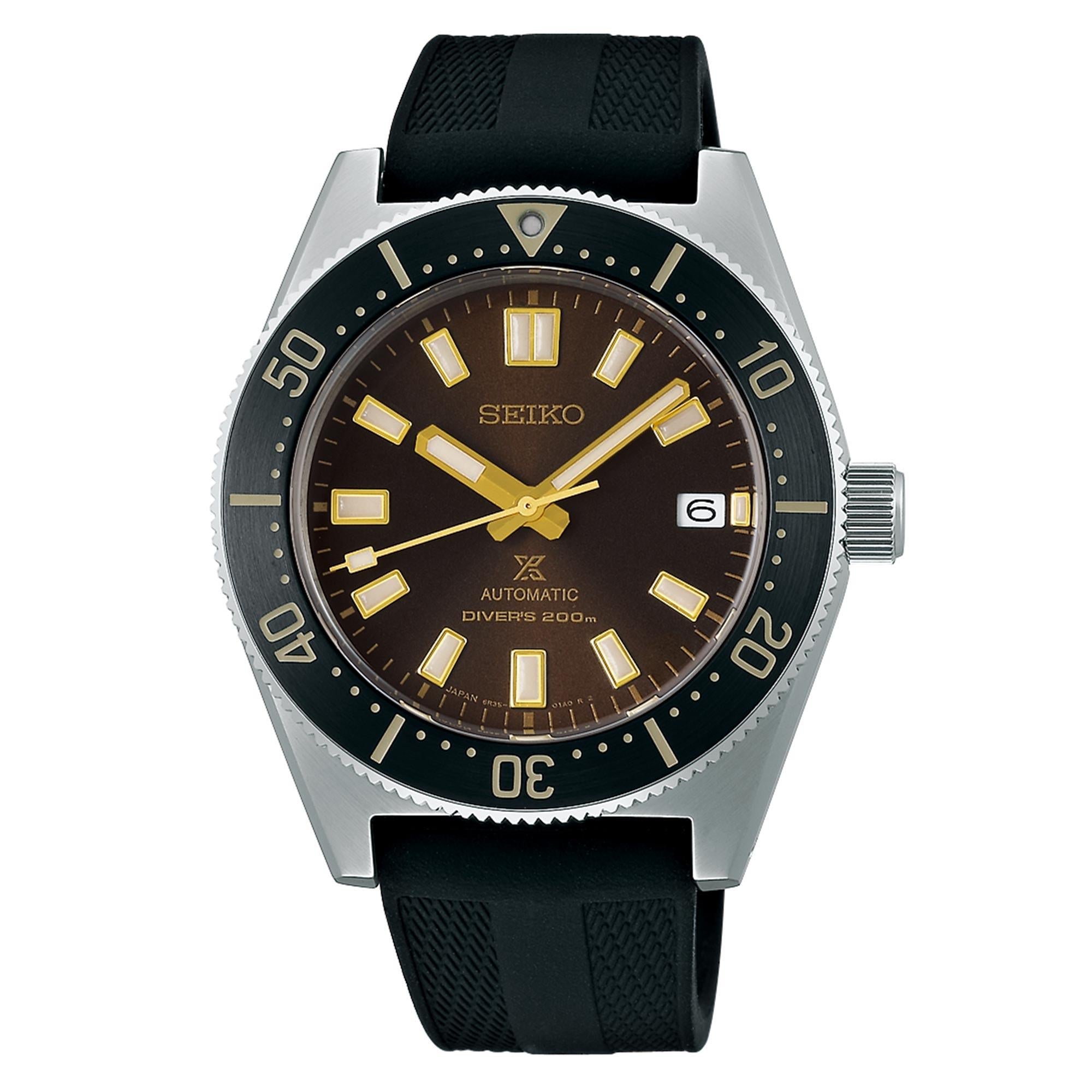 Seiko Prospex 1965 Divers Recreation Automatic Brown Dial Black Silicone Strap Men's Watch SPB147J1