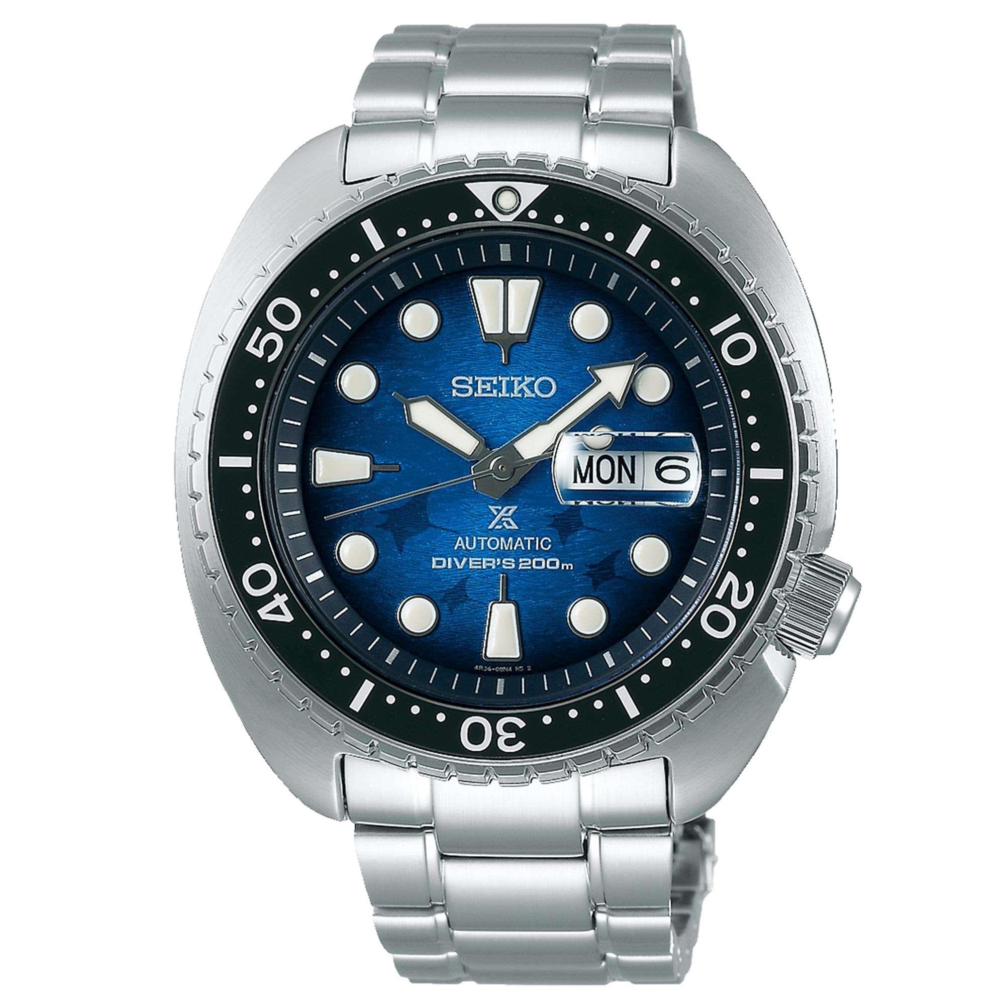 Seiko Prospex Save The Ocean 'King Turtle' Automatic Blue Dial Stainless Steel Bracelet Men's Watch SRPE39K1
