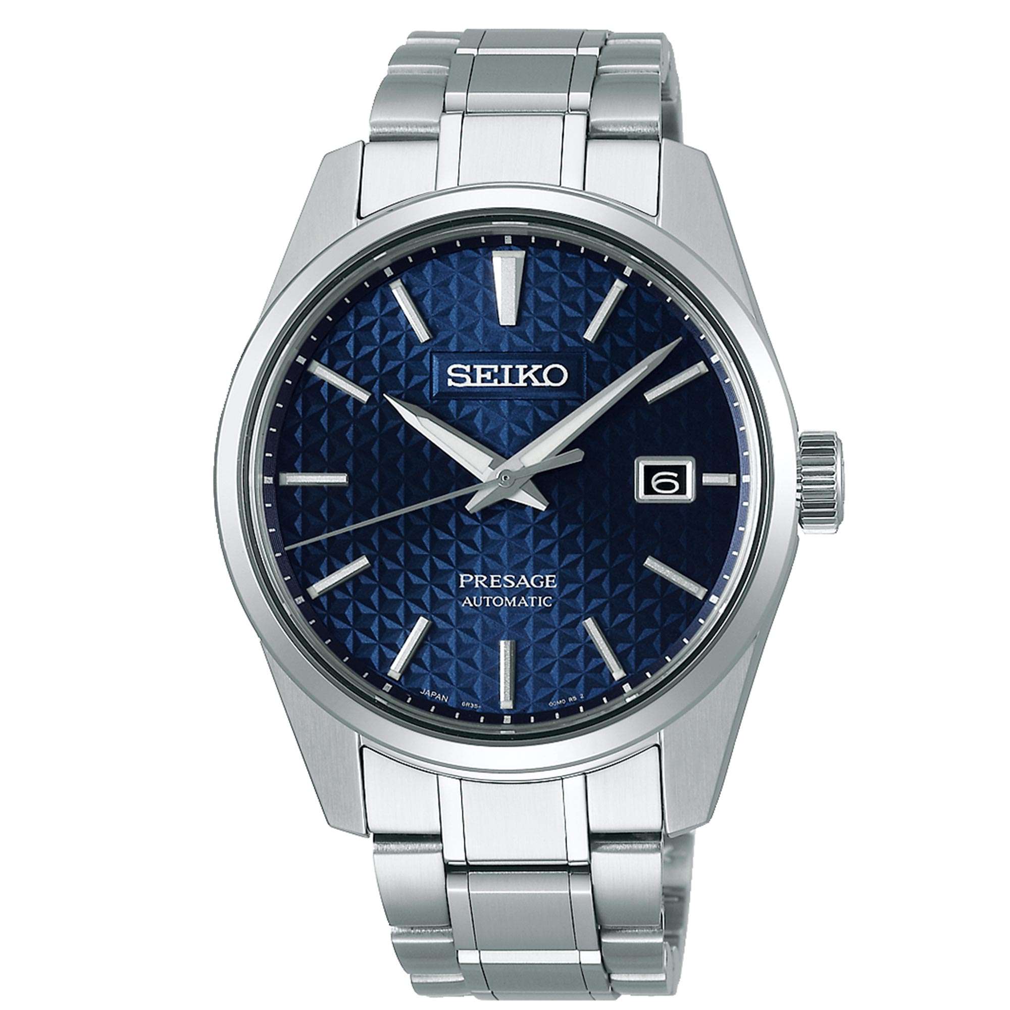 Seiko Presage Sharp Edge Series Blue Dial Silver Stainless Steel Bracelet Automatic Men's Watch SPB167J1