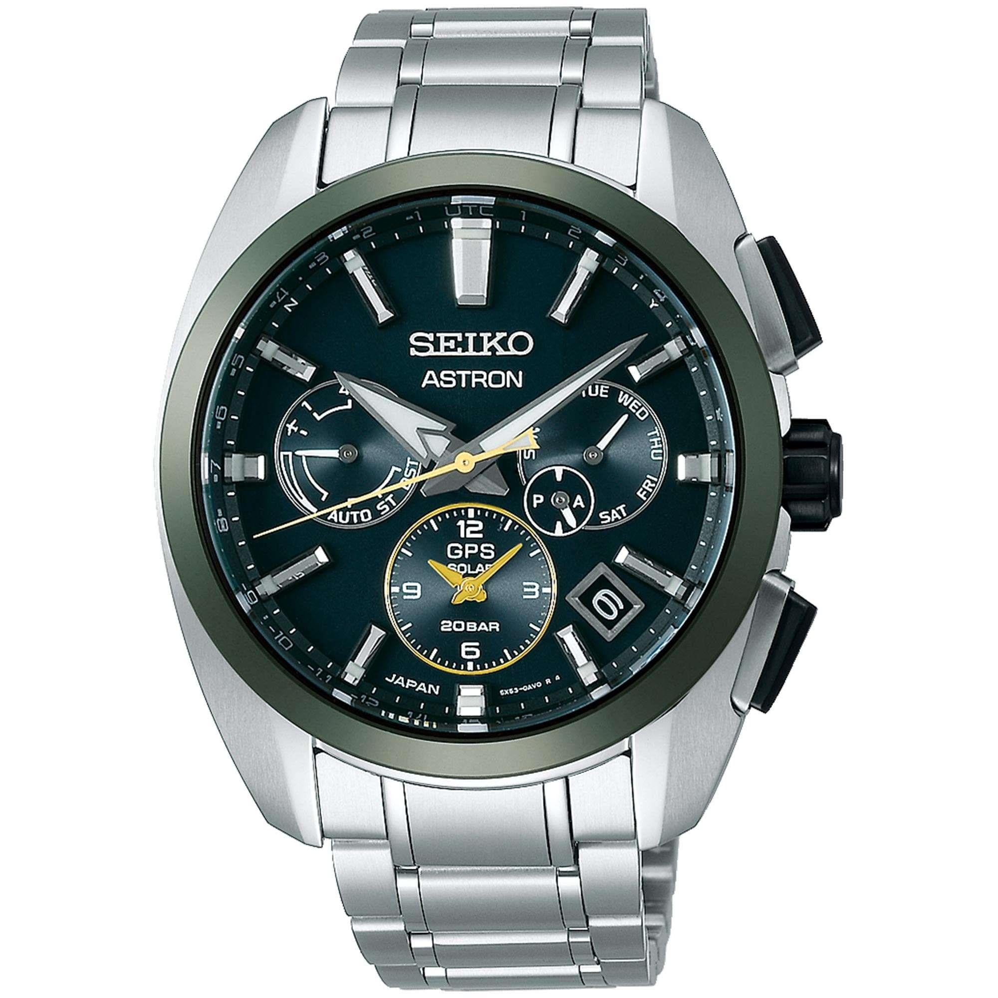 Seiko Astron Limited Edition GPS Solar Quartz Green Dial Titanium Bracelet Men's Watch SSH071J1