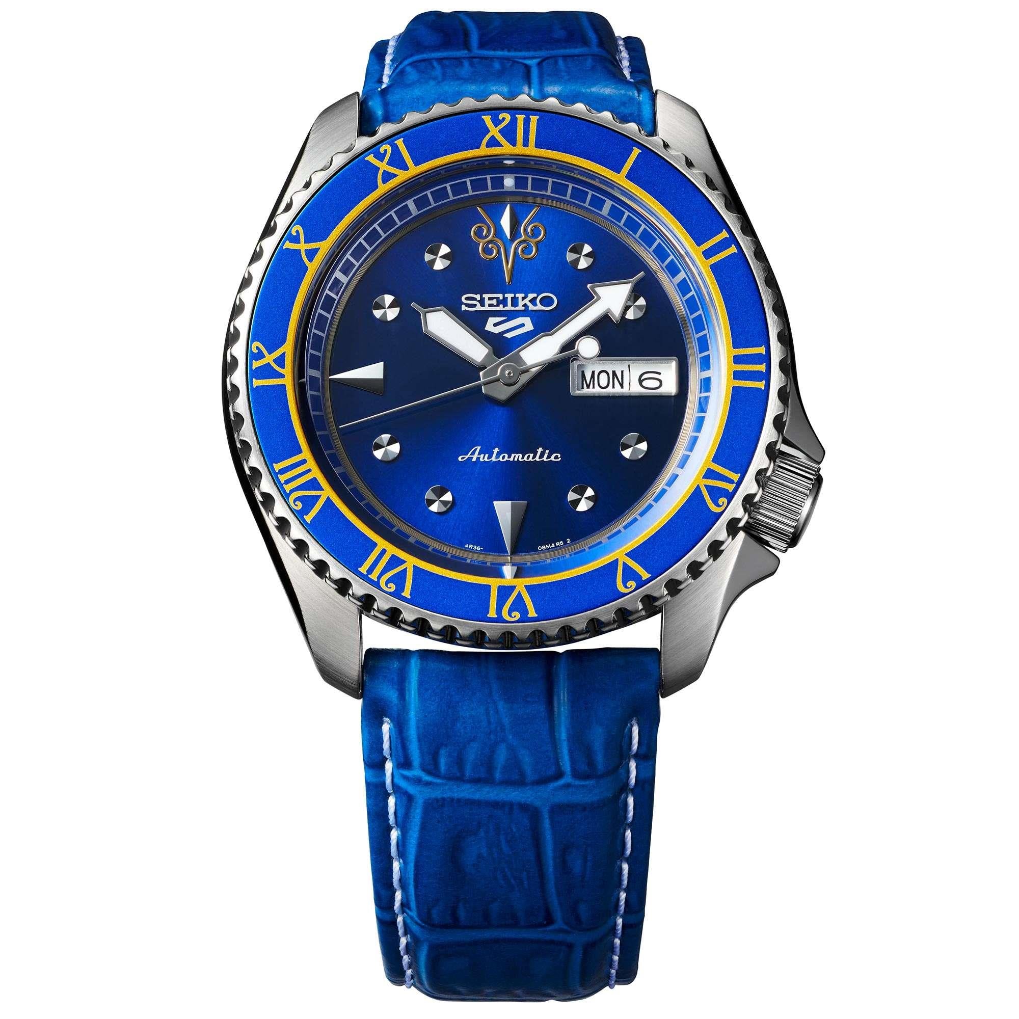 Seiko 5 Sports Street Fighter Chun Li Blue Dial Leather Strap Men's Watch SRPF17K1