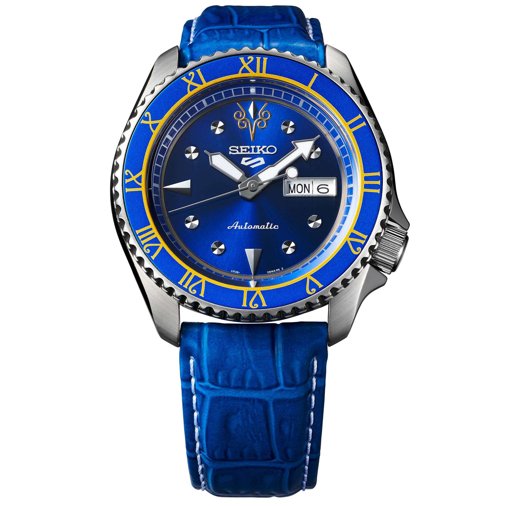 Seiko 5 Sports Street Fighter Chun Li Blue Dial Leather Strap Men's Watch SRPF17K1