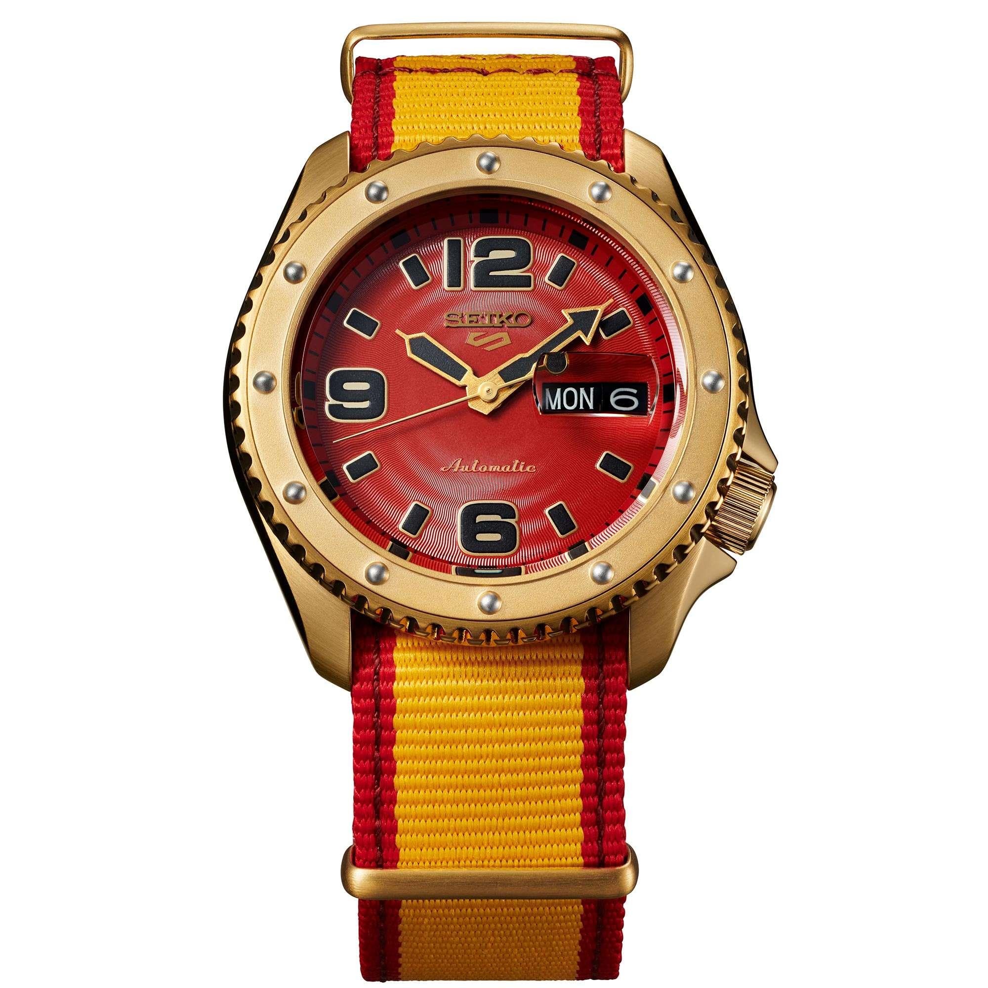 Seiko 5 Sports Street Fighter Zangief Automatic Red Dial Nylon Strap Men's Watch SRPF24K1