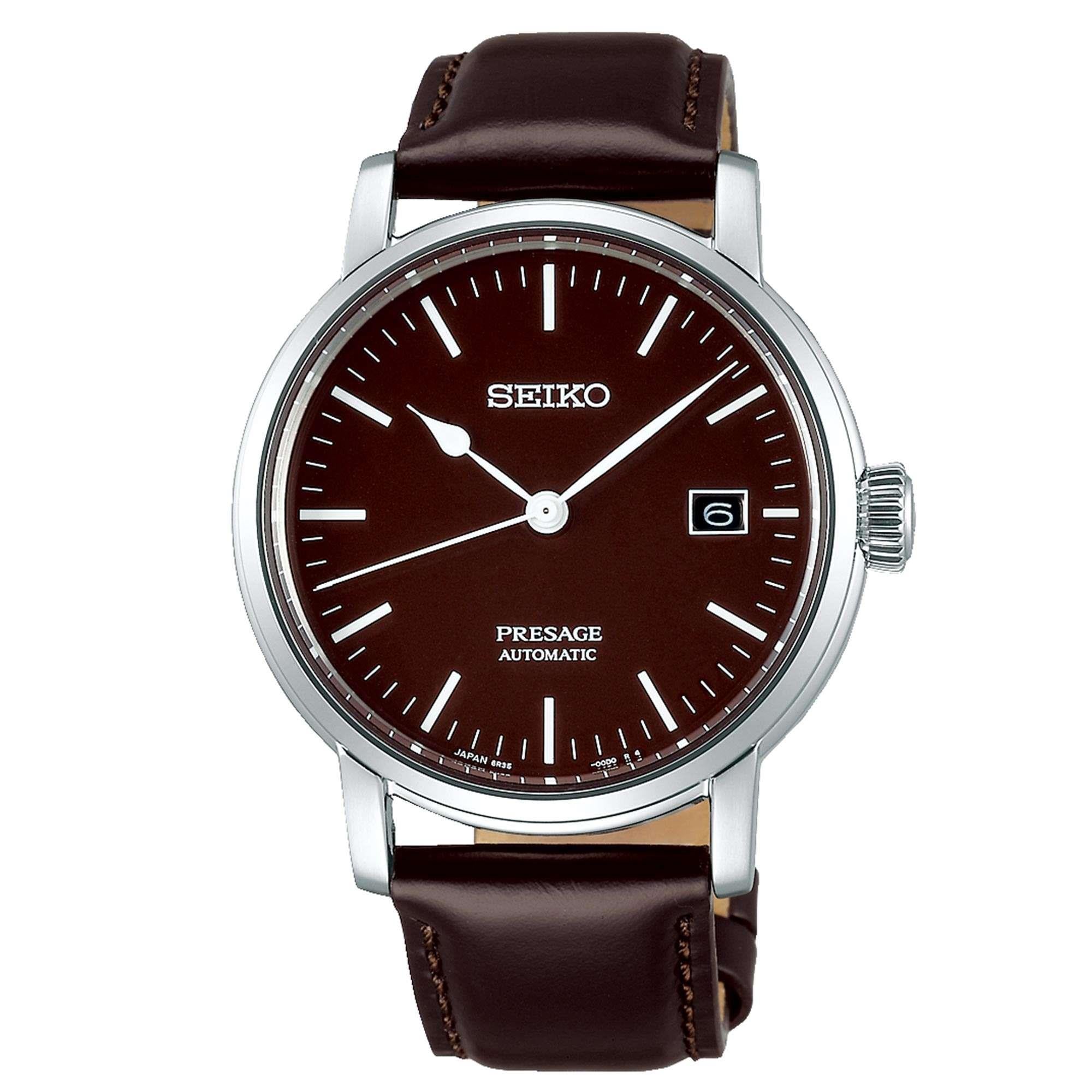 Seiko Presage Riki Watanabe Automatic Brown Dial Leather Strap Men's Watch SPB115J1