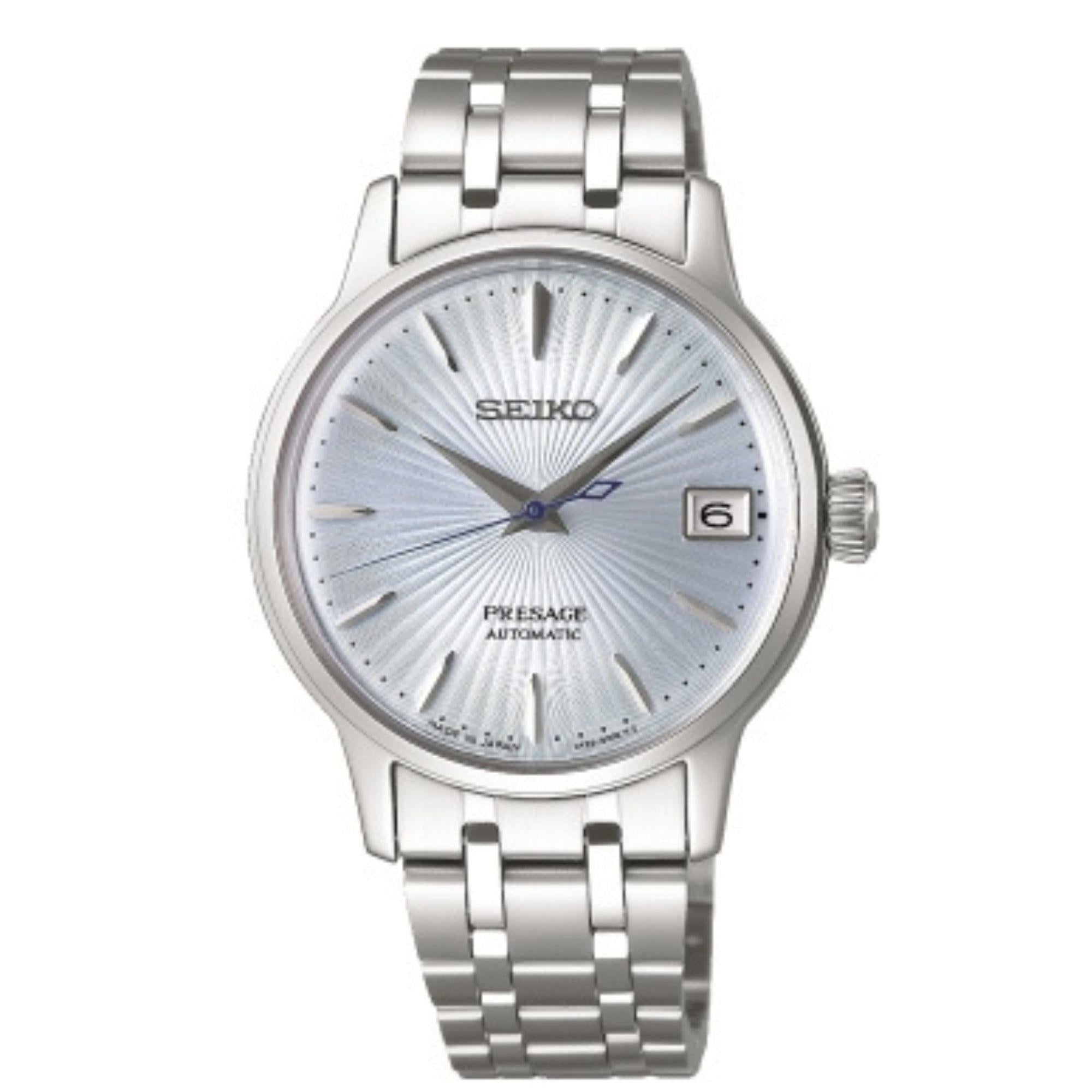 Seiko Presage Blue Dial Silver Stainless Steel Bracelet Automatic Ladies Watch SRP841J1