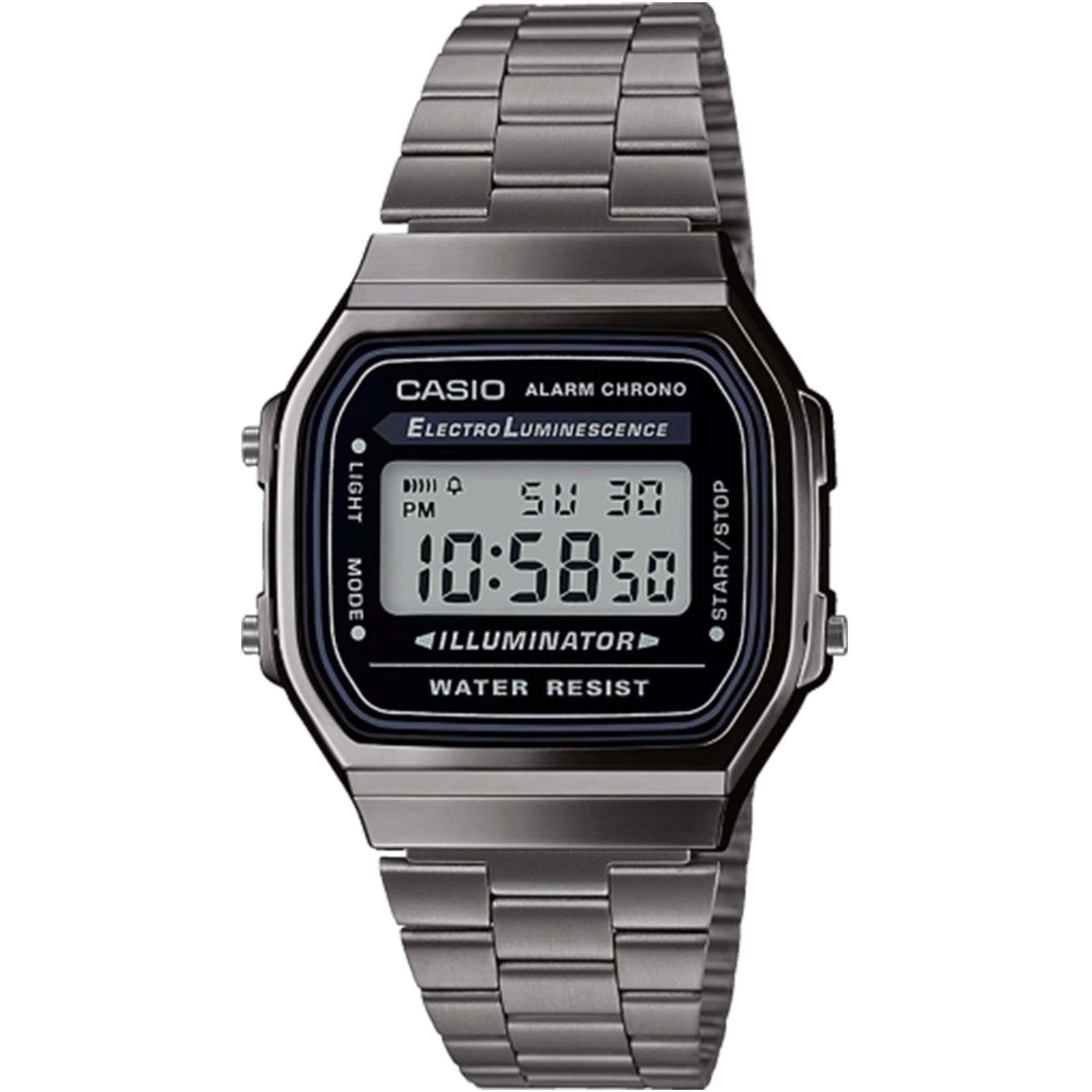 Casio Collection Quartz Digital Gun Metal Grey Stainless Steel Bracelet Mens Watch A168WEGG-1AEF