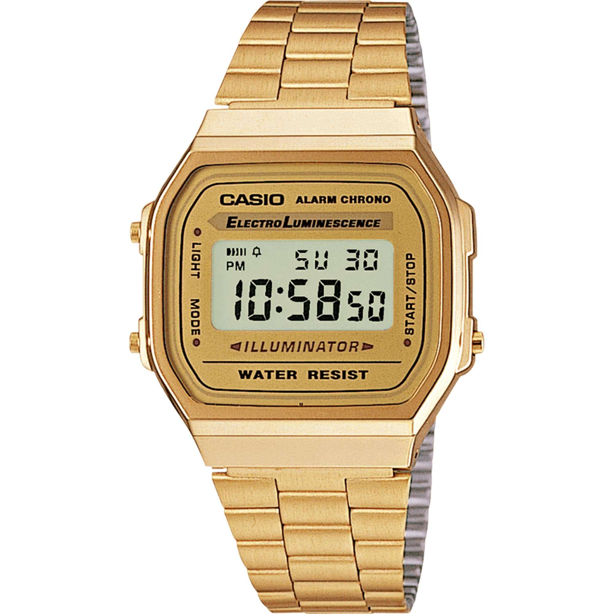Casio Collection Quartz Digital Gold Stainless Steel Strap Ladies Watch A168WG-9EF