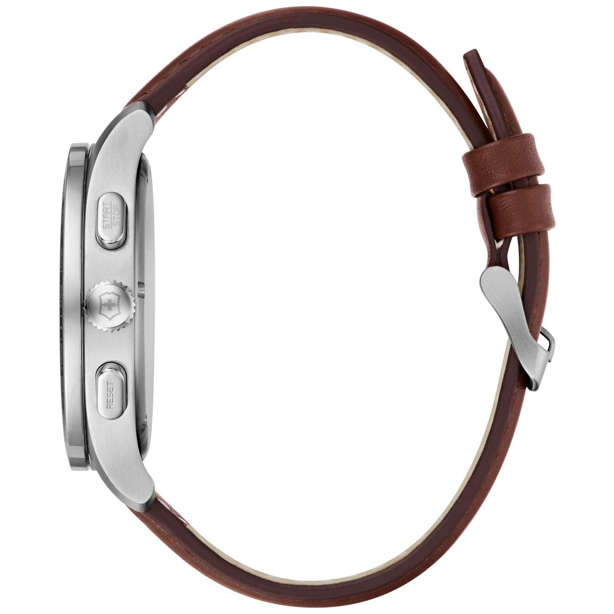 Victorinox Alliance Quartz Black Dial Brown Leather Strap Men's Watch 241826