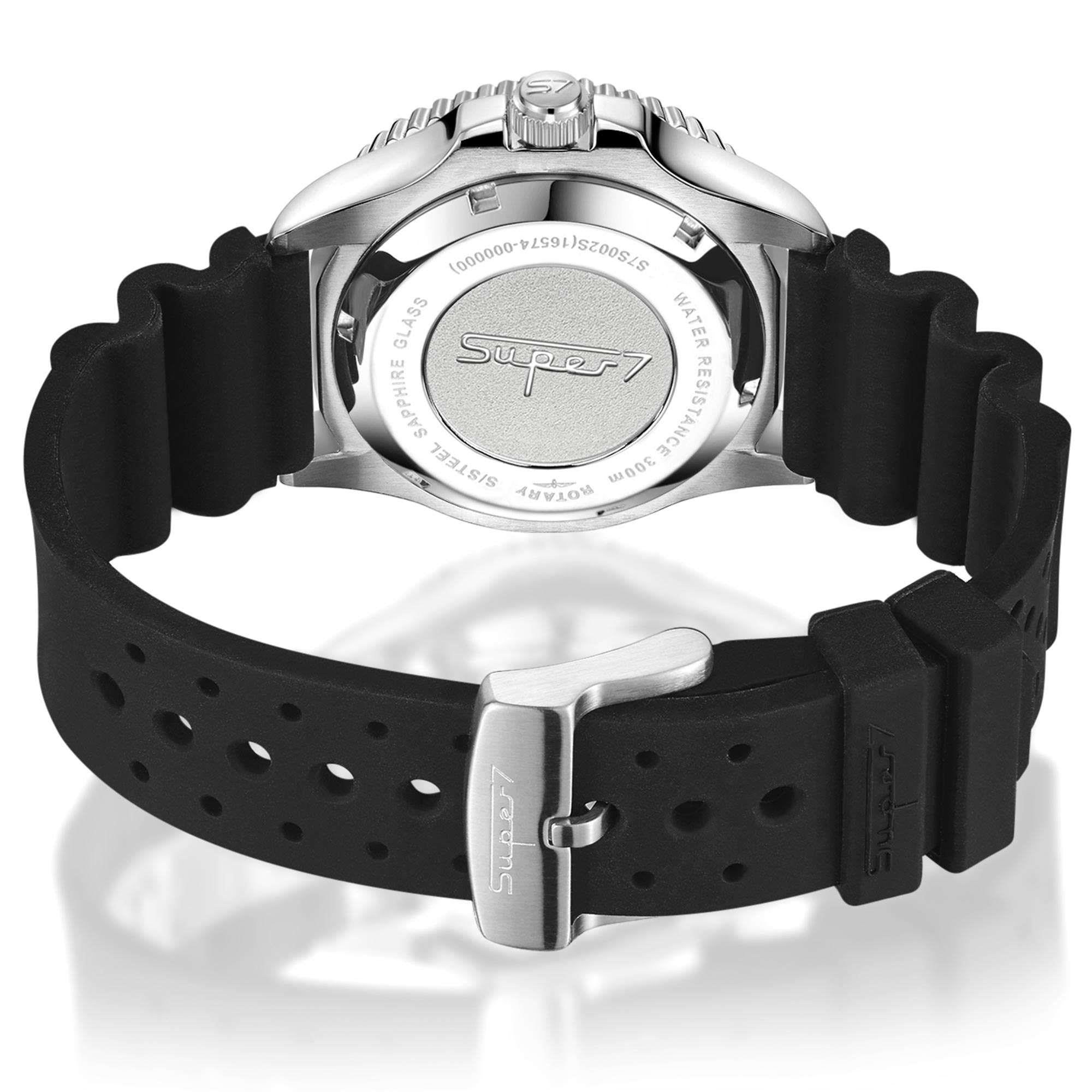 Rotary Super 7 SCUBA Pepsi Automatic Navy Blue Dial Silicone Strap Men's Dive Watch S7S004S