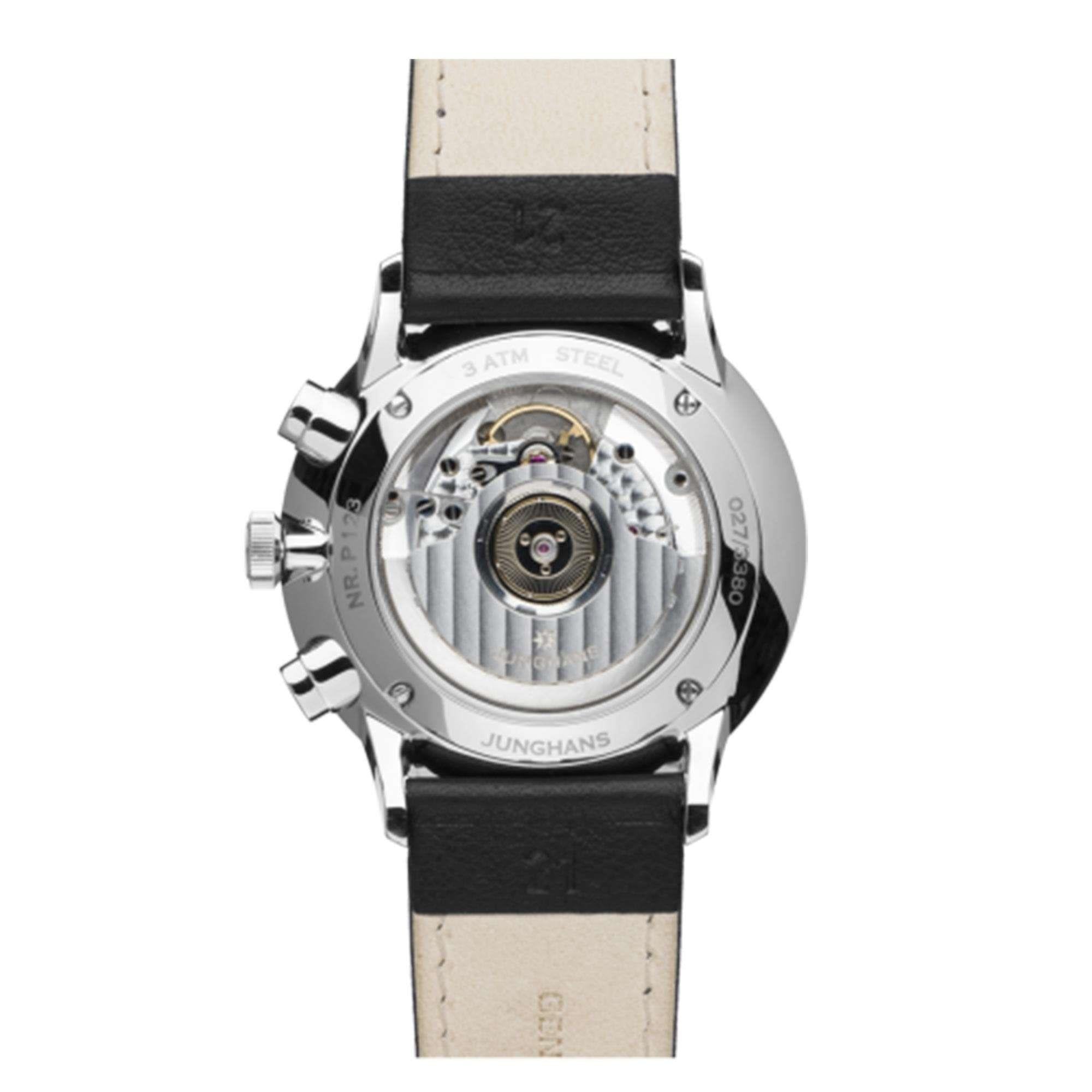 Junghans Meister Telemeter 027/3380.00 Mechanical Hand Wind Silver Dial Leather Strap Men's Watch