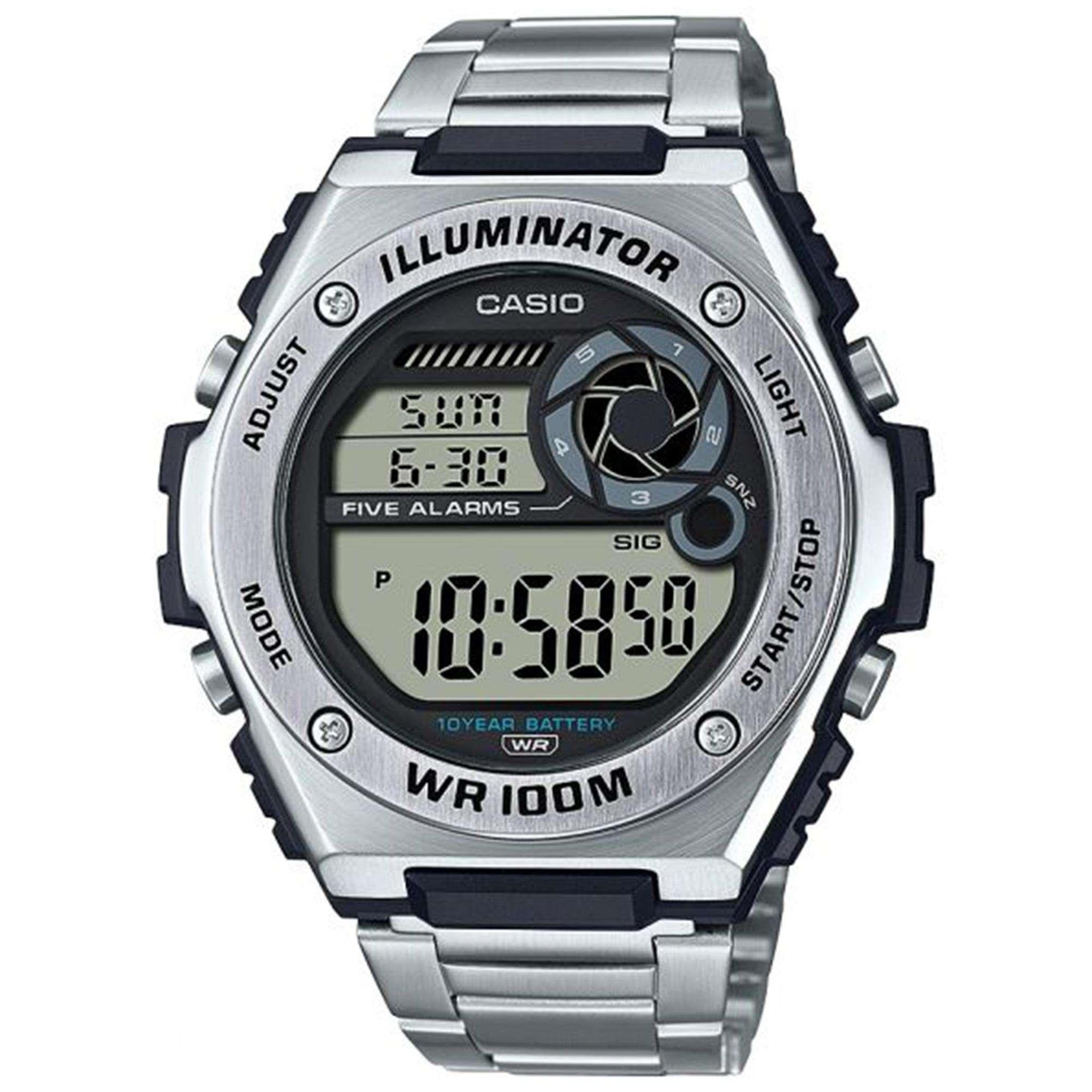 Casio Collection Quartz Digital Dial Silver Stainless Steel Bracelet Mens Watch MWD-100HD-1AVEF