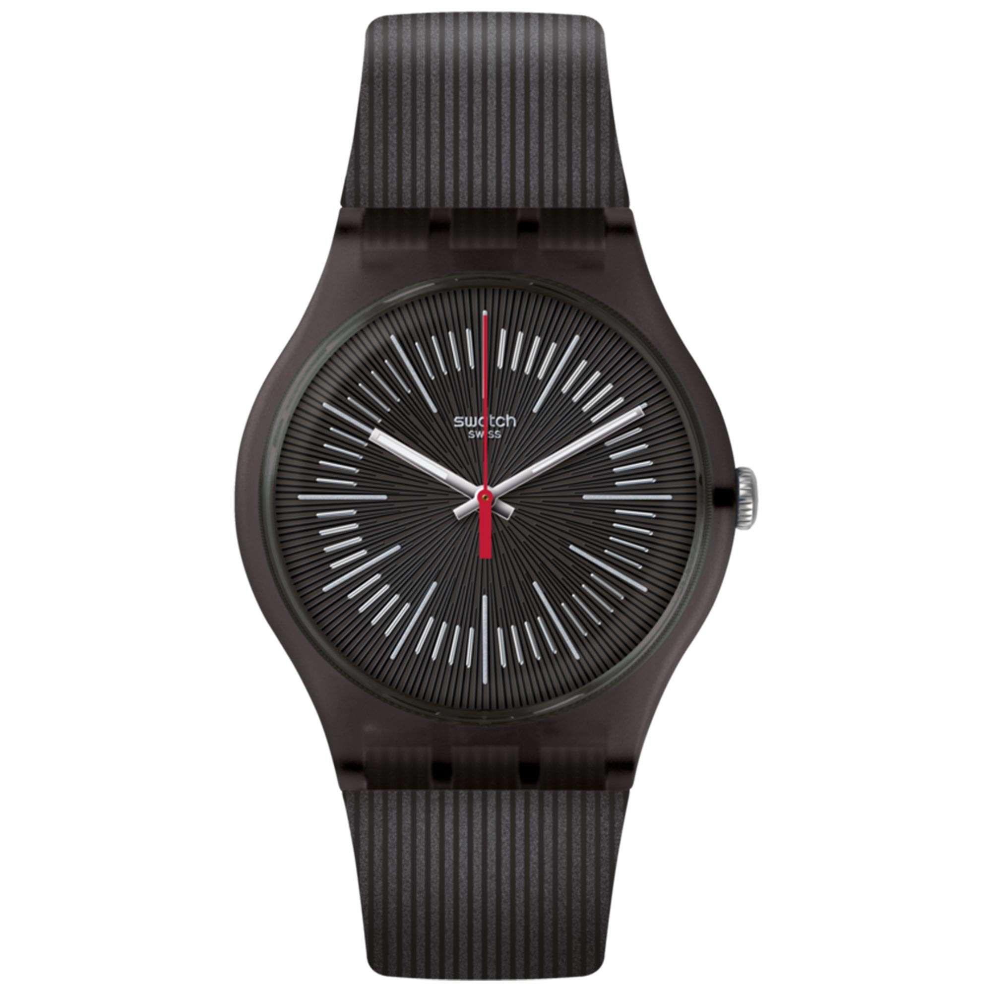 Swatch Intercyderal Quartz Black Dial Silicone Strap Watch SUOB178