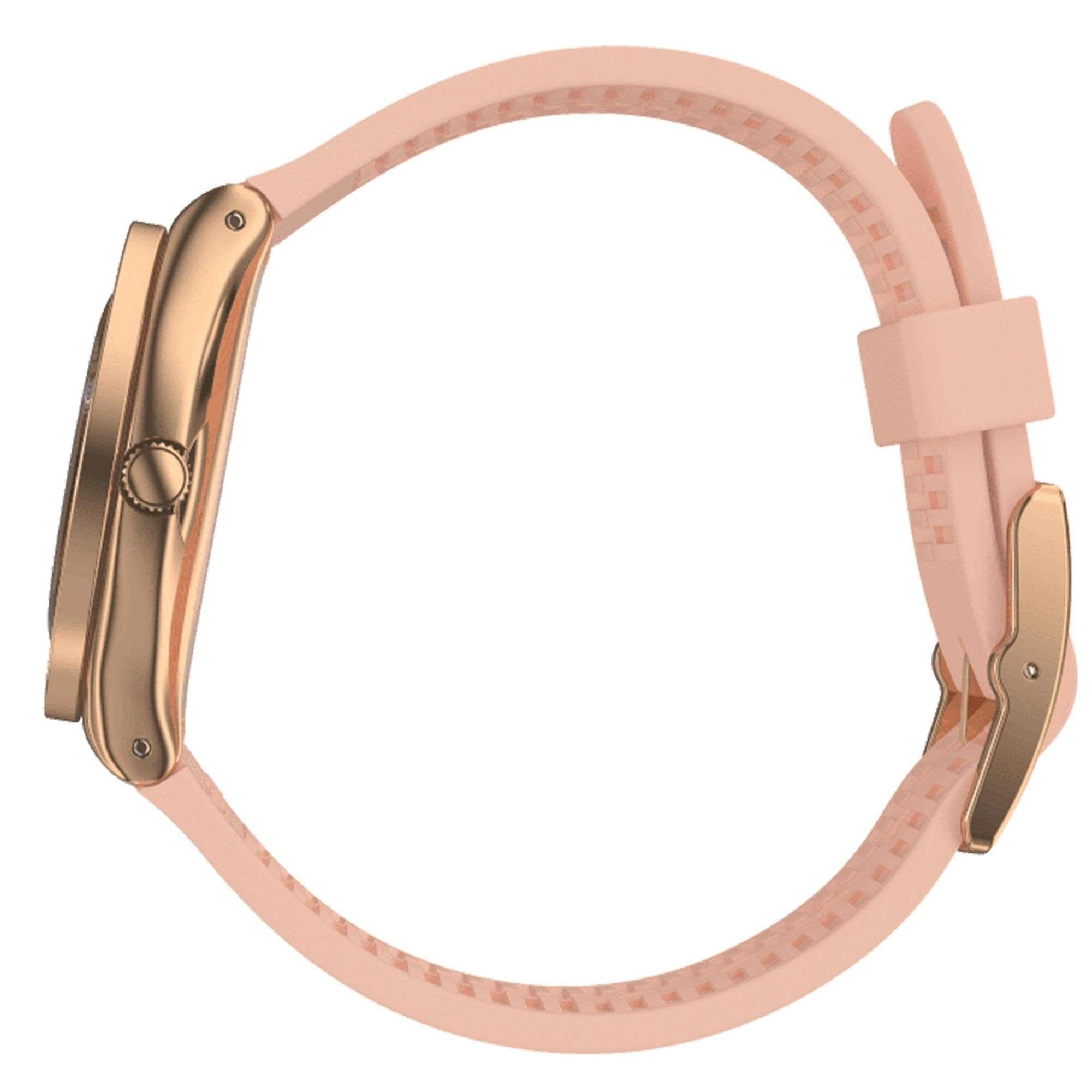 Swatch Pink Dial Confusion Quartz Silicone Strap Ladies Watch YLG140