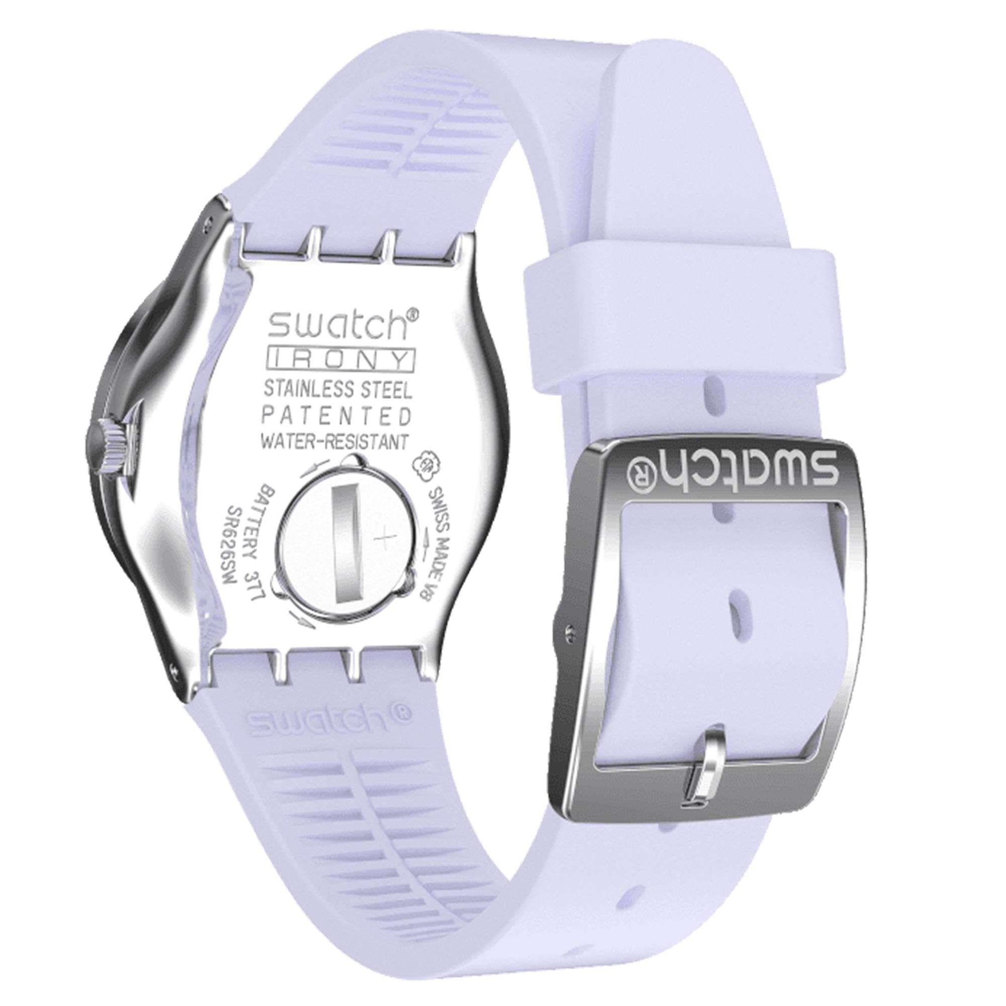 Swatch Lovely Lilac Quartz Grey Dial Purple Silicone Strap Ladies Watch YLS216