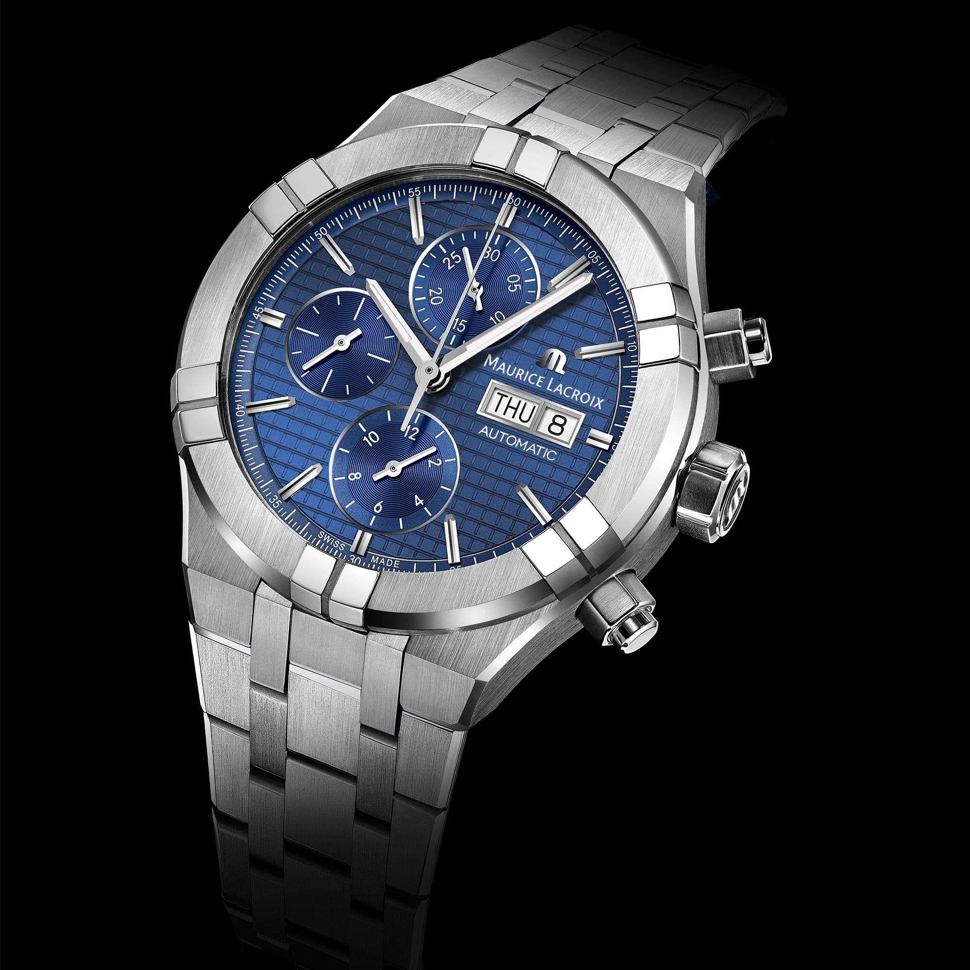 Maurice Lacroix Aikon Automatic Blue Dial Silver Stainless Steel Men's Watch AI6038-SS002-430-1