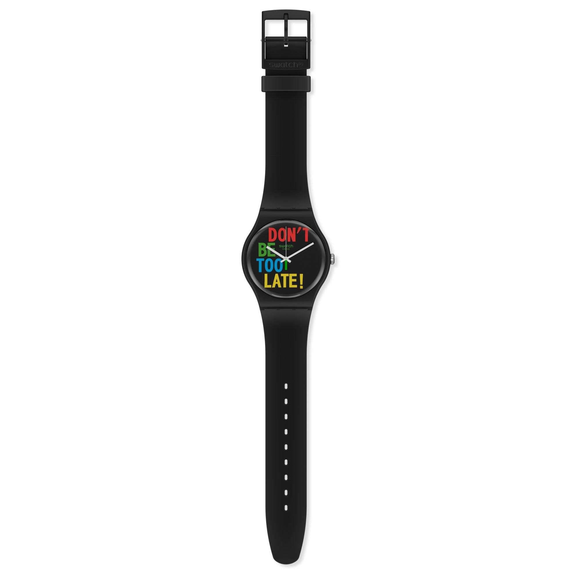 Swatch TIMEFORTIME Quartz Black Dial Bio Sourced Plastic Strap Watch SO29B100