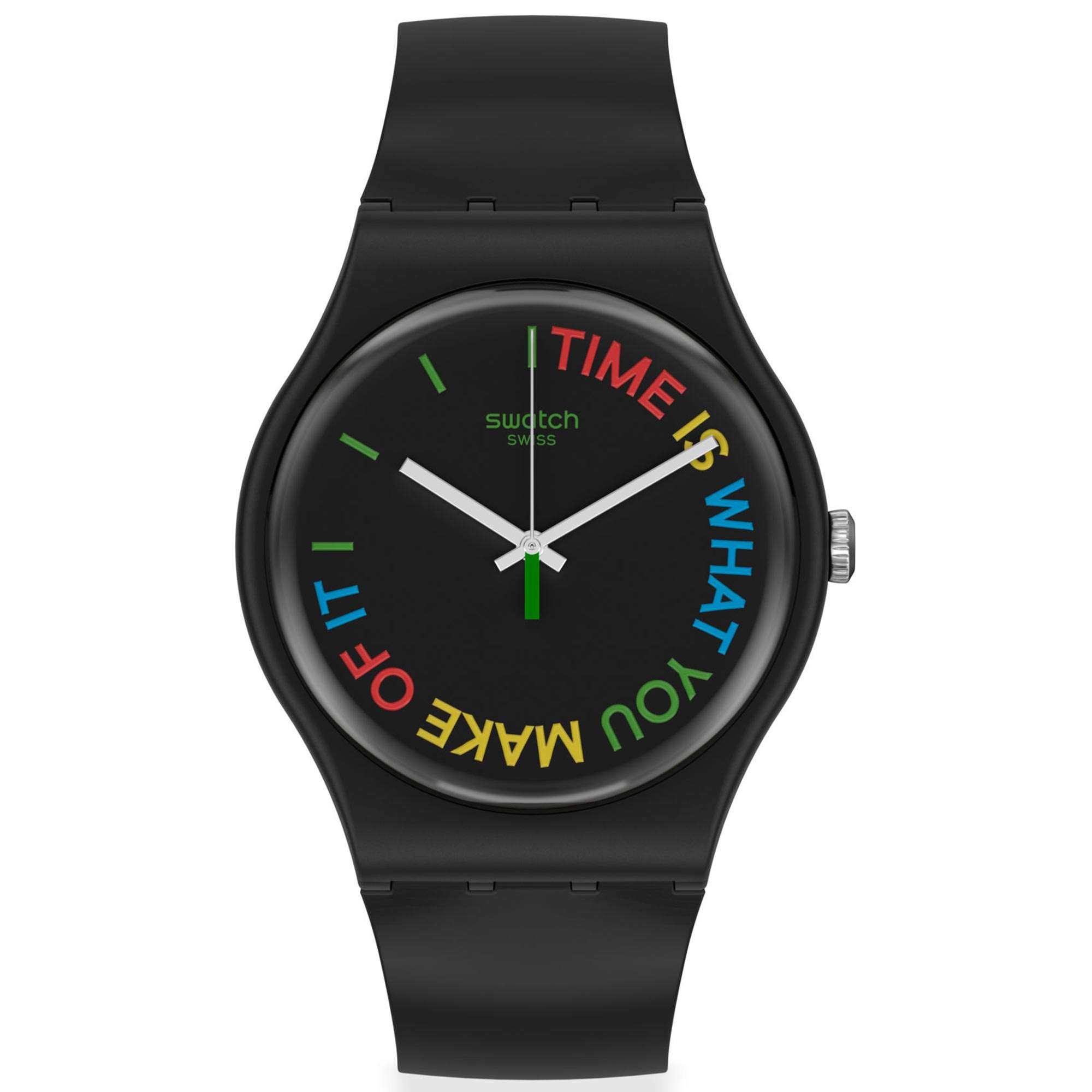 Swatch FREETID Quartz Black Dial Bio Sourced Plastic Strap Watch SO29B103