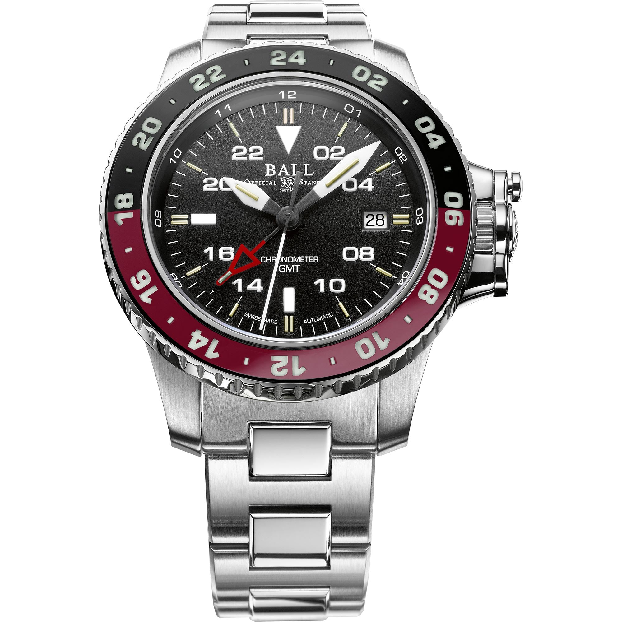 BALL AeroGMT II Automatic Black Dial Silver Stainless Steel Bracelet Men's Watch DG2018C-S3C-BK