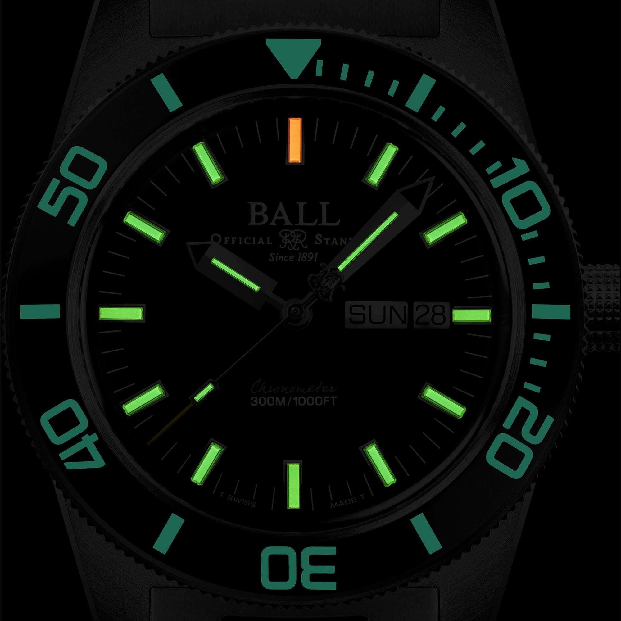 BALL Skindiver Heritage Automatic Black Dial Silver Stainless Steel Bracelet Men's Watch DM3308A-SC-BK