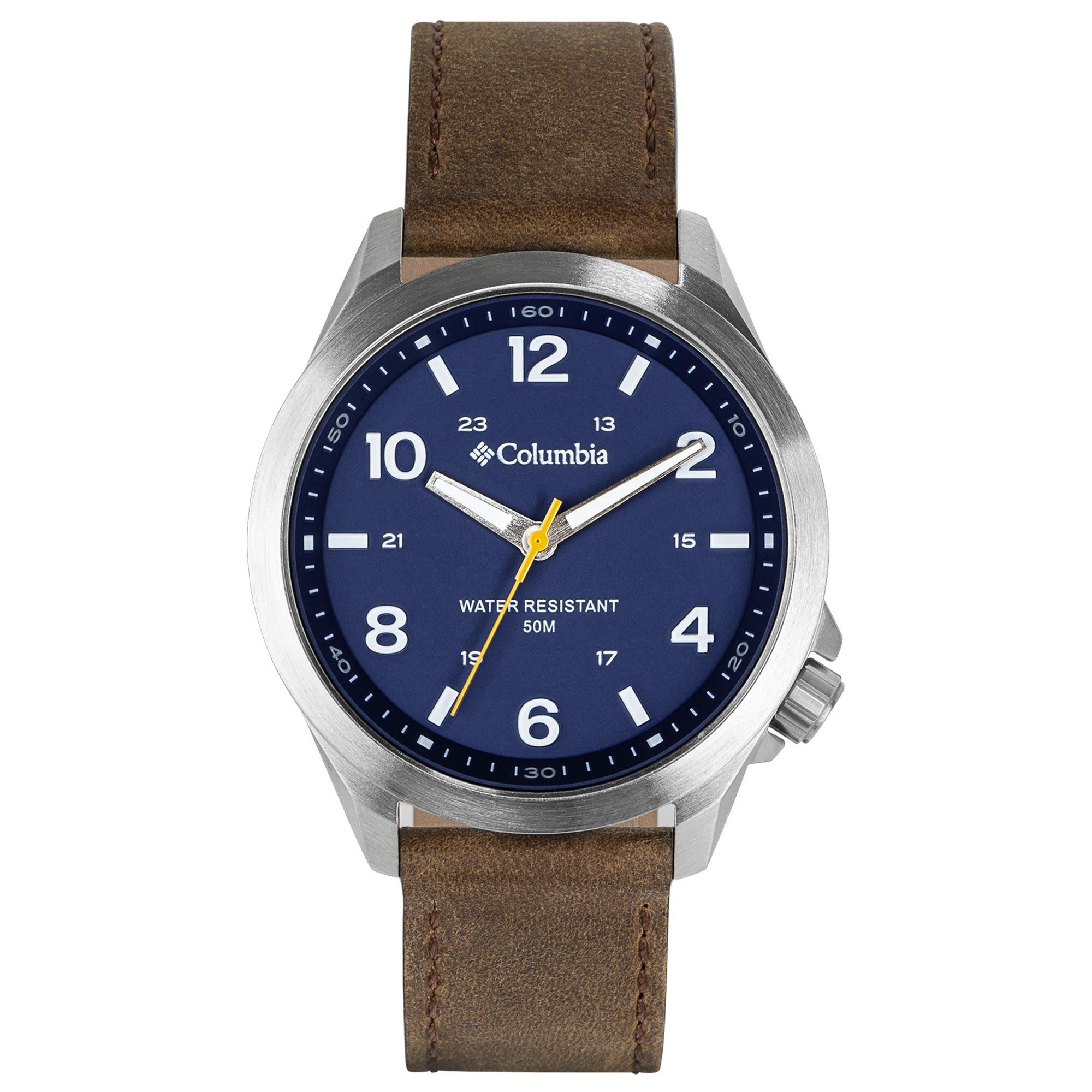 Columbia Exclusive Quartz Blue Dial Brown Leather Strap Watch CSS10-002