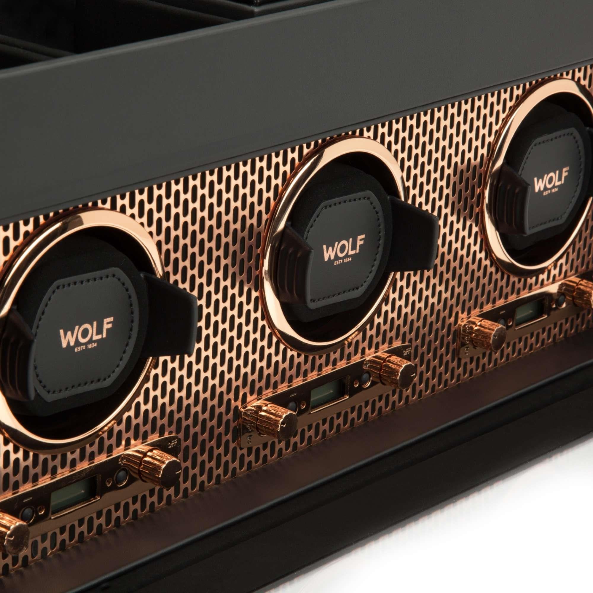 WOLF Axis Copper Triple Watch Winder With Storage 469416