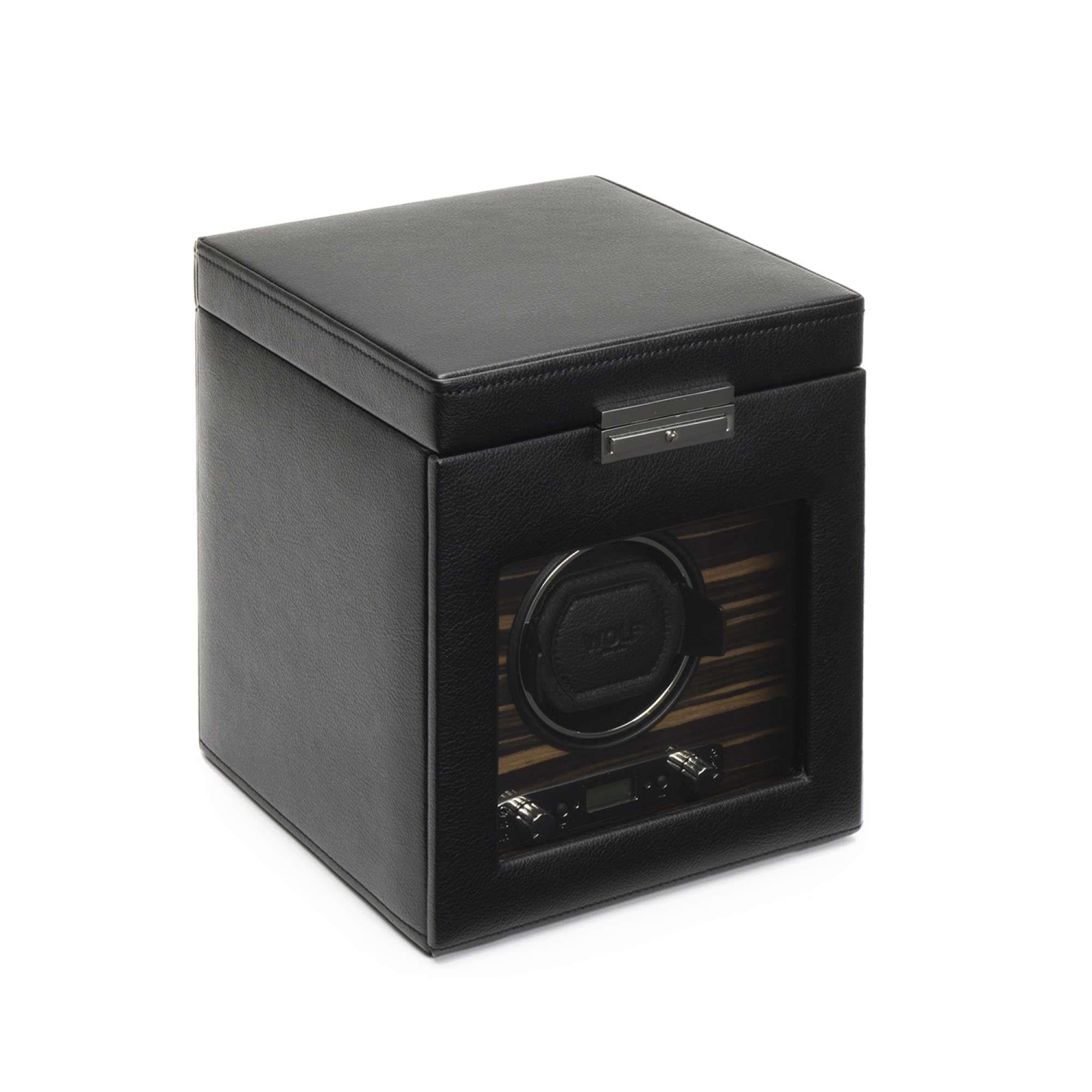 WOLF Roadster Ebony Macassar Single Watch Winder With Storage 457156