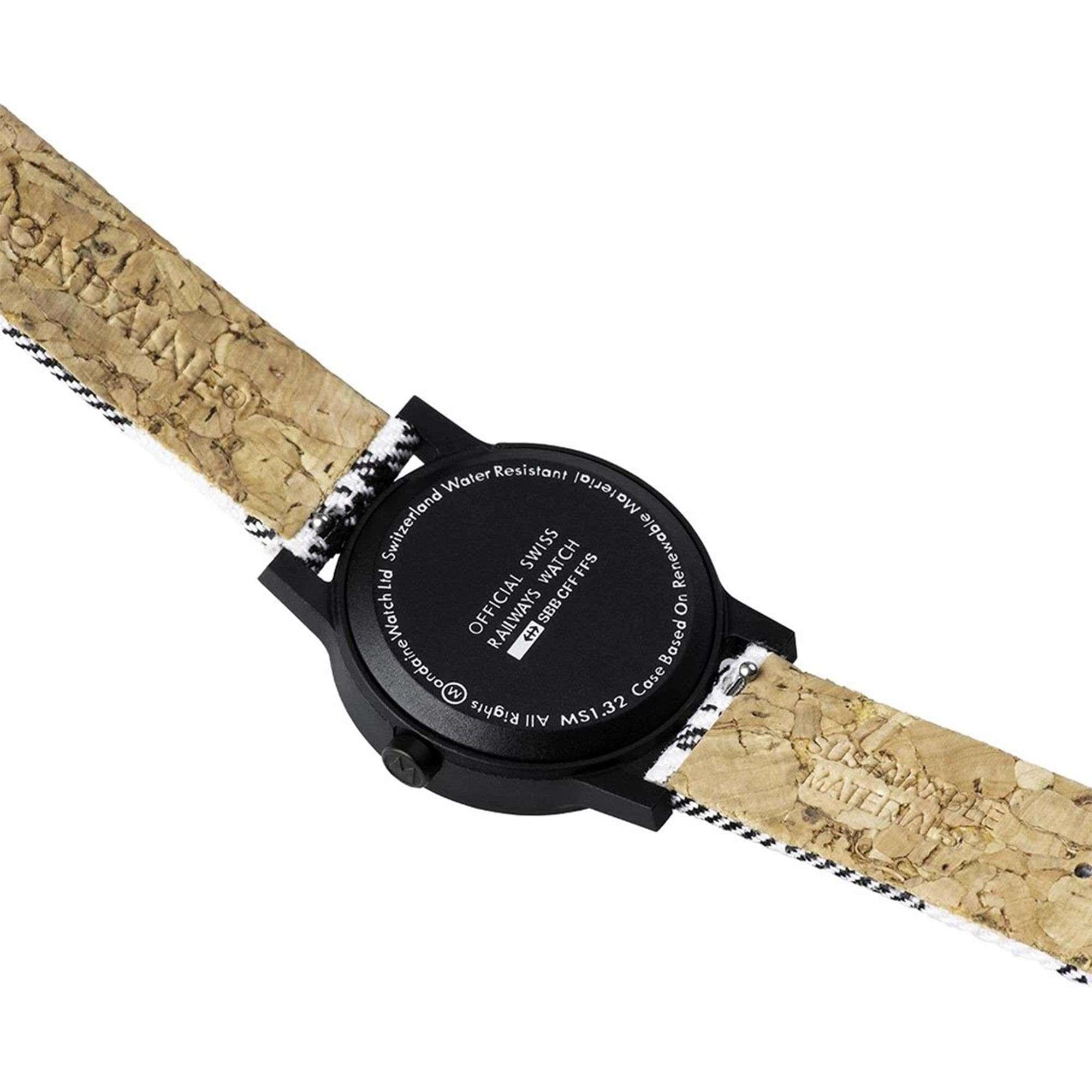 Mondaine Essence Quartz Black Dial Tartan Synthetic Strap Ladies Watch MS1.32120.LB