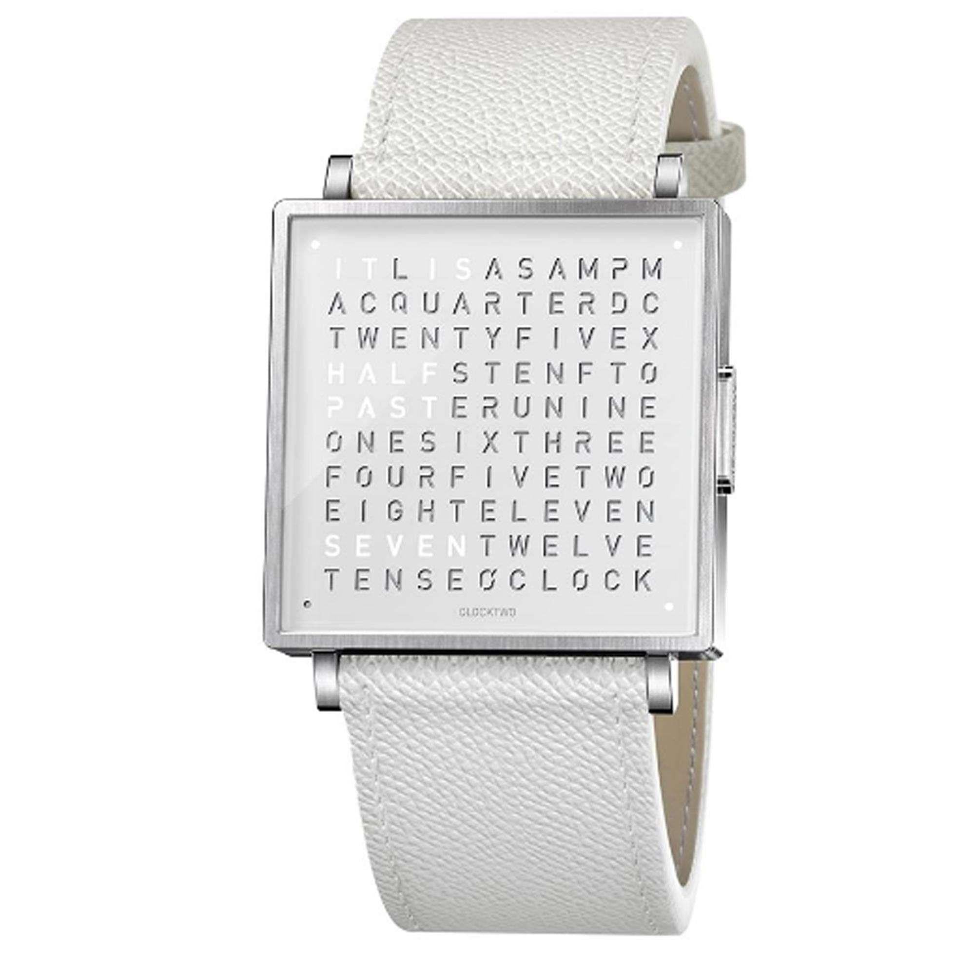 QLOCKTWO W35 Quartz White Dial Leather Strap Watch QW35EN7BRLGWHN